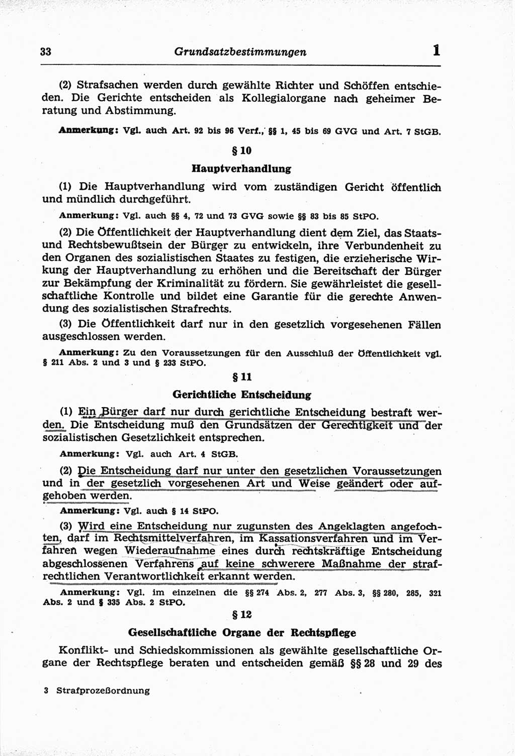Strafprozeßordnung (StPO) der Deutschen Demokratischen Republik (DDR) und angrenzende Gesetze und Bestimmungen 1968, Seite 33 (StPO Ges. Bstgn. DDR 1968, S. 33)