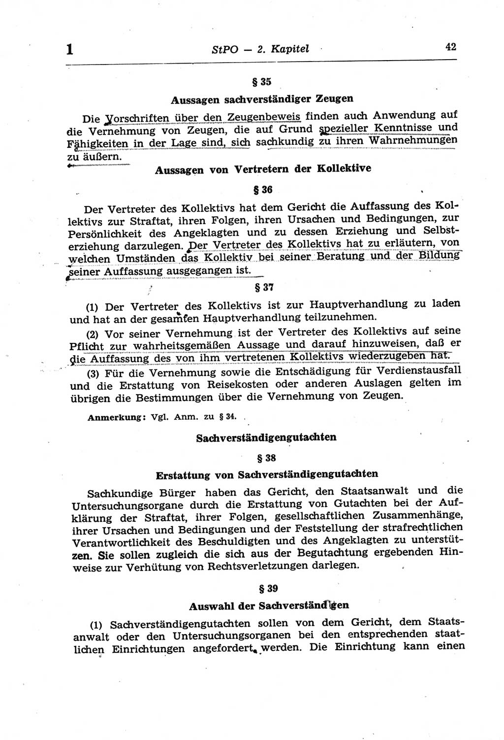 Strafprozeßordnung (StPO) der Deutschen Demokratischen Republik (DDR) und angrenzende Gesetze und Bestimmungen 1968, Seite 42 (StPO Ges. Bstgn. DDR 1968, S. 42)