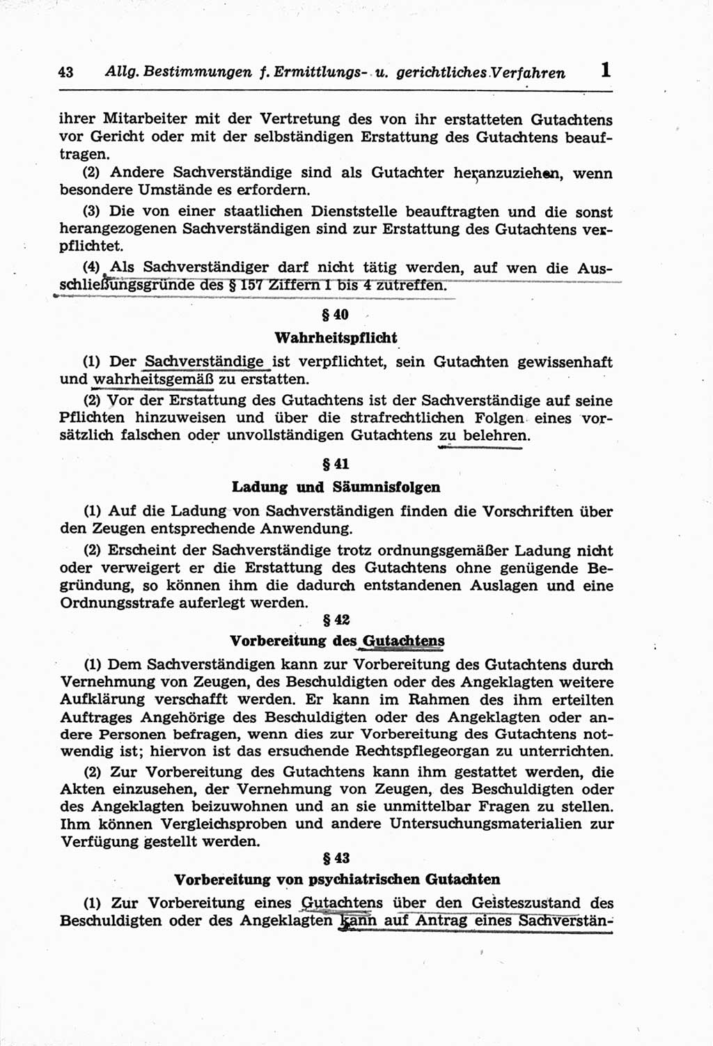 Strafprozeßordnung (StPO) der Deutschen Demokratischen Republik (DDR) und angrenzende Gesetze und Bestimmungen 1968, Seite 43 (StPO Ges. Bstgn. DDR 1968, S. 43)