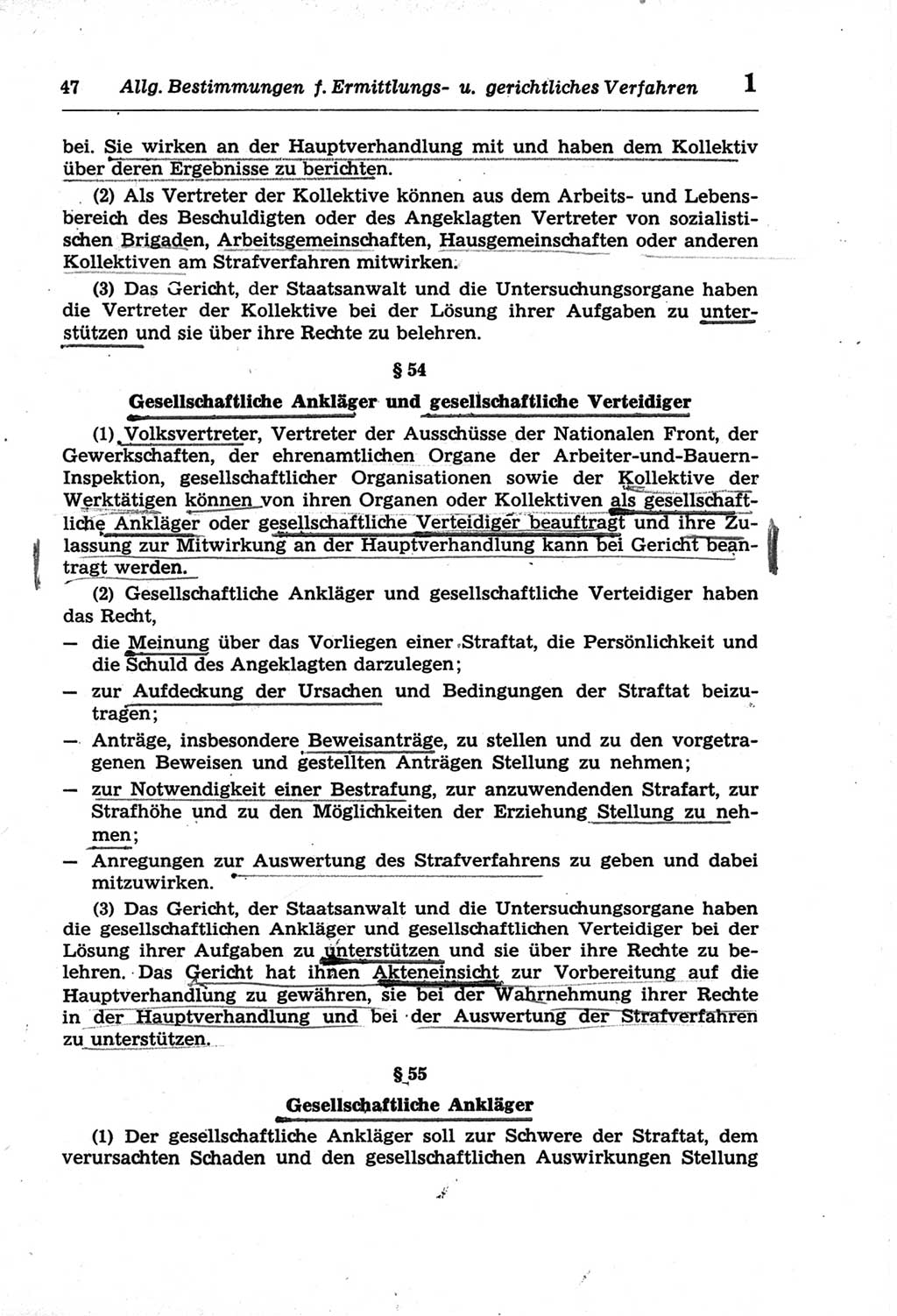 Strafprozeßordnung (StPO) der Deutschen Demokratischen Republik (DDR) und angrenzende Gesetze und Bestimmungen 1968, Seite 47 (StPO Ges. Bstgn. DDR 1968, S. 47)
