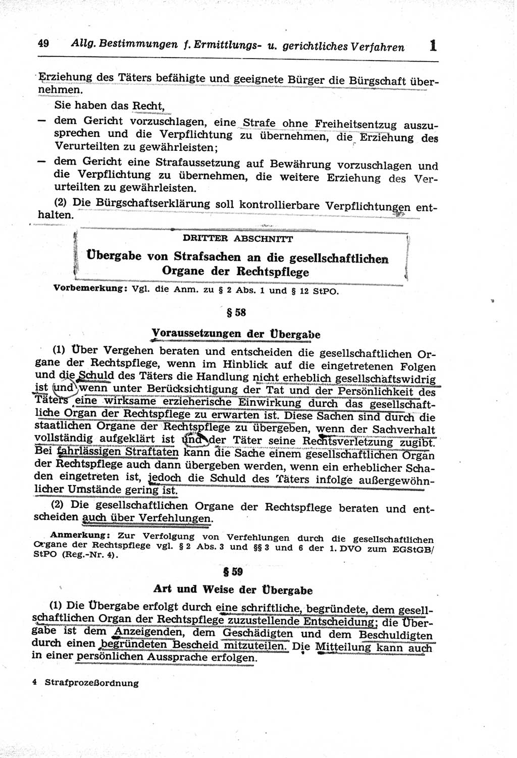 Strafprozeßordnung (StPO) der Deutschen Demokratischen Republik (DDR) und angrenzende Gesetze und Bestimmungen 1968, Seite 49 (StPO Ges. Bstgn. DDR 1968, S. 49)