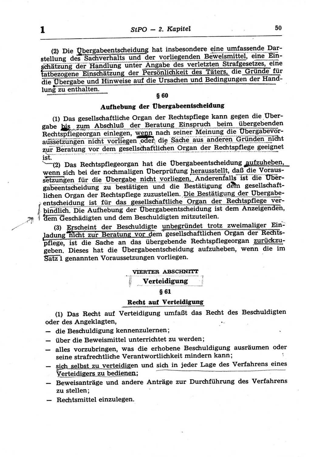 Strafprozeßordnung (StPO) der Deutschen Demokratischen Republik (DDR) und angrenzende Gesetze und Bestimmungen 1968, Seite 50 (StPO Ges. Bstgn. DDR 1968, S. 50)