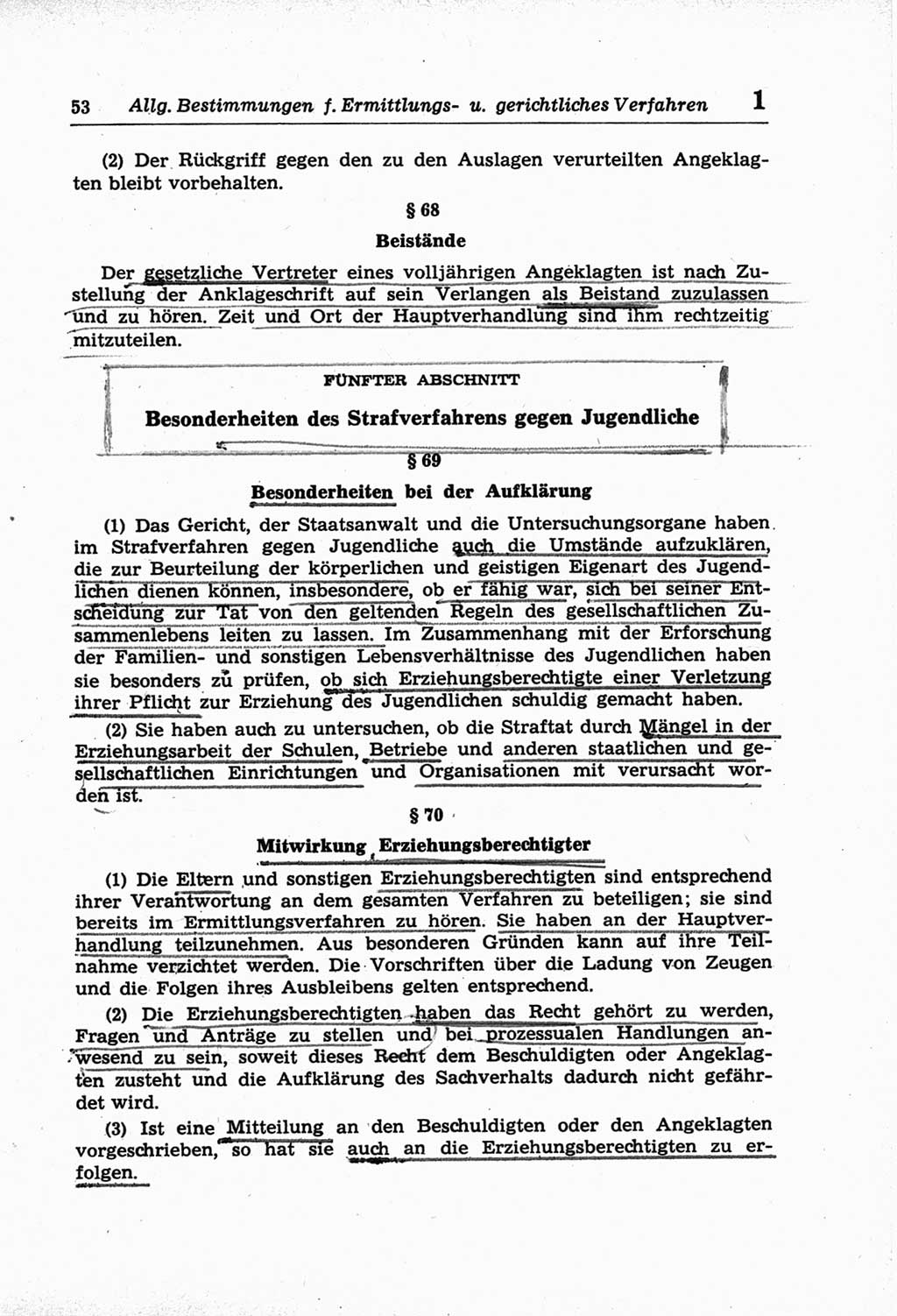 Strafprozeßordnung (StPO) der Deutschen Demokratischen Republik (DDR) und angrenzende Gesetze und Bestimmungen 1968, Seite 53 (StPO Ges. Bstgn. DDR 1968, S. 53)