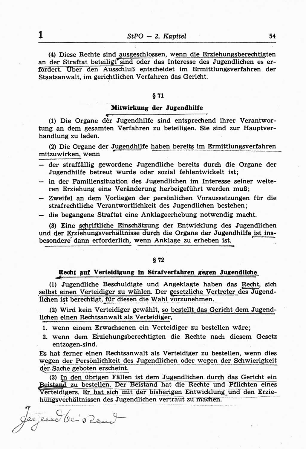 Strafprozeßordnung (StPO) der Deutschen Demokratischen Republik (DDR) und angrenzende Gesetze und Bestimmungen 1968, Seite 54 (StPO Ges. Bstgn. DDR 1968, S. 54)