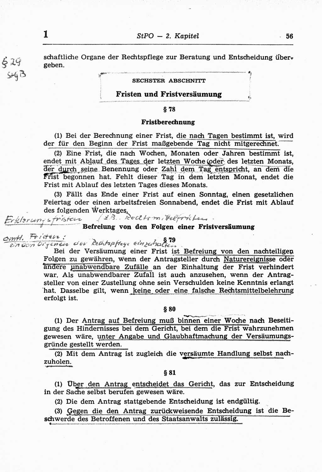 Strafprozeßordnung (StPO) der Deutschen Demokratischen Republik (DDR) und angrenzende Gesetze und Bestimmungen 1968, Seite 56 (StPO Ges. Bstgn. DDR 1968, S. 56)