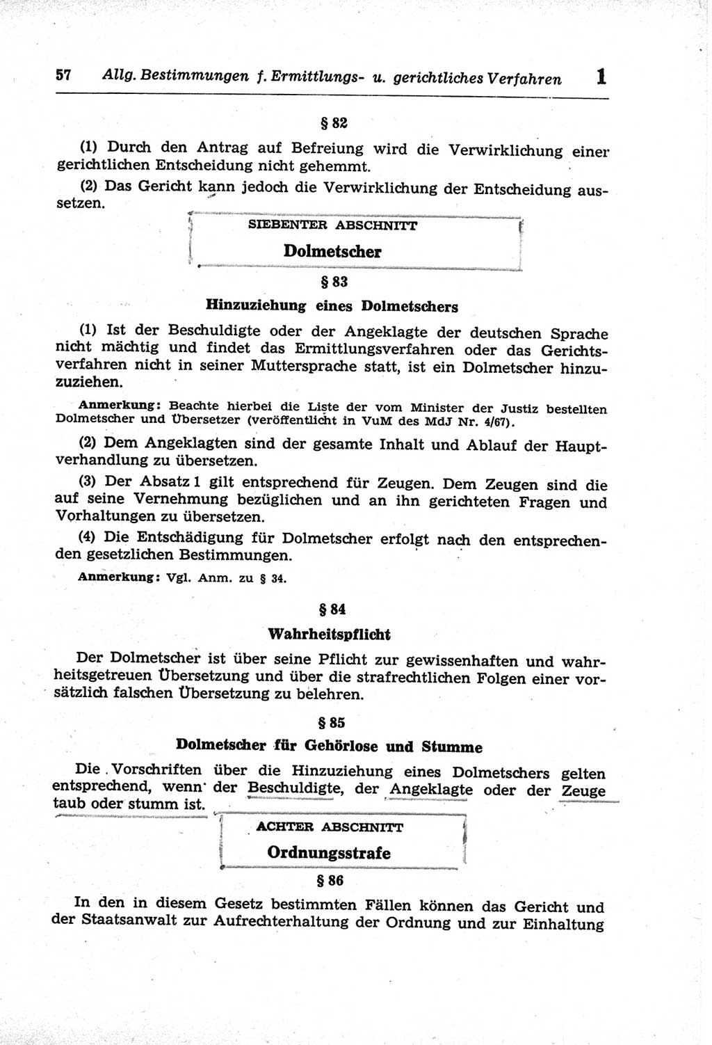 Strafprozeßordnung (StPO) der Deutschen Demokratischen Republik (DDR) und angrenzende Gesetze und Bestimmungen 1968, Seite 57 (StPO Ges. Bstgn. DDR 1968, S. 57)