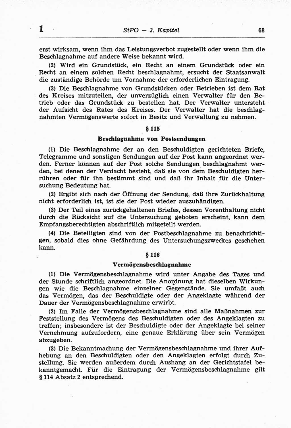 Strafprozeßordnung (StPO) der Deutschen Demokratischen Republik (DDR) und angrenzende Gesetze und Bestimmungen 1968, Seite 68 (StPO Ges. Bstgn. DDR 1968, S. 68)