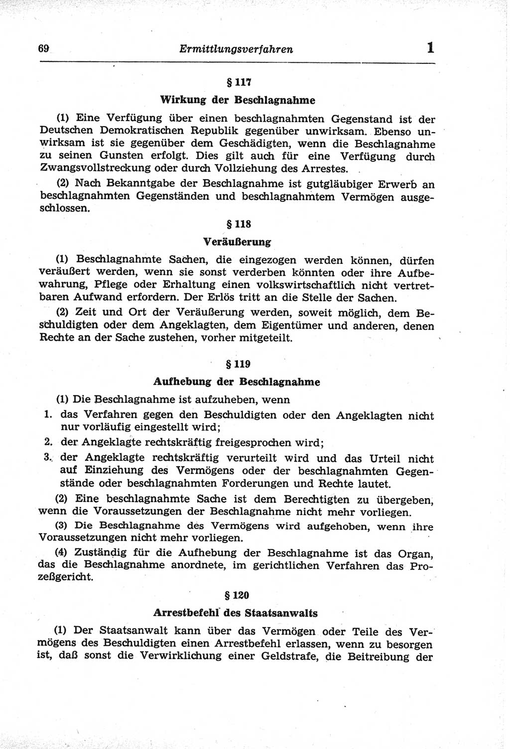 Strafprozeßordnung (StPO) der Deutschen Demokratischen Republik (DDR) und angrenzende Gesetze und Bestimmungen 1968, Seite 69 (StPO Ges. Bstgn. DDR 1968, S. 69)