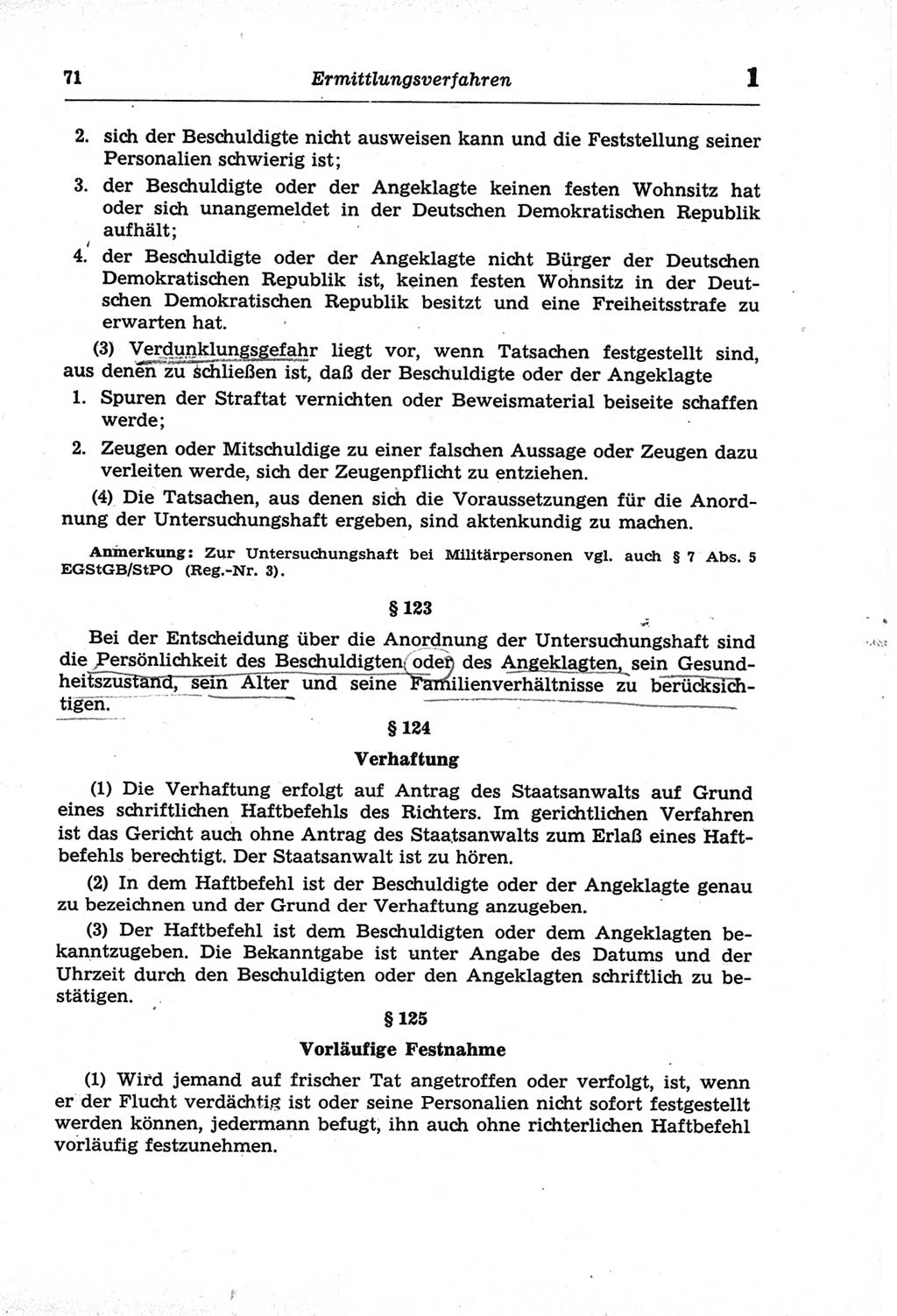 Strafprozeßordnung (StPO) der Deutschen Demokratischen Republik (DDR) und angrenzende Gesetze und Bestimmungen 1968, Seite 71 (StPO Ges. Bstgn. DDR 1968, S. 71)