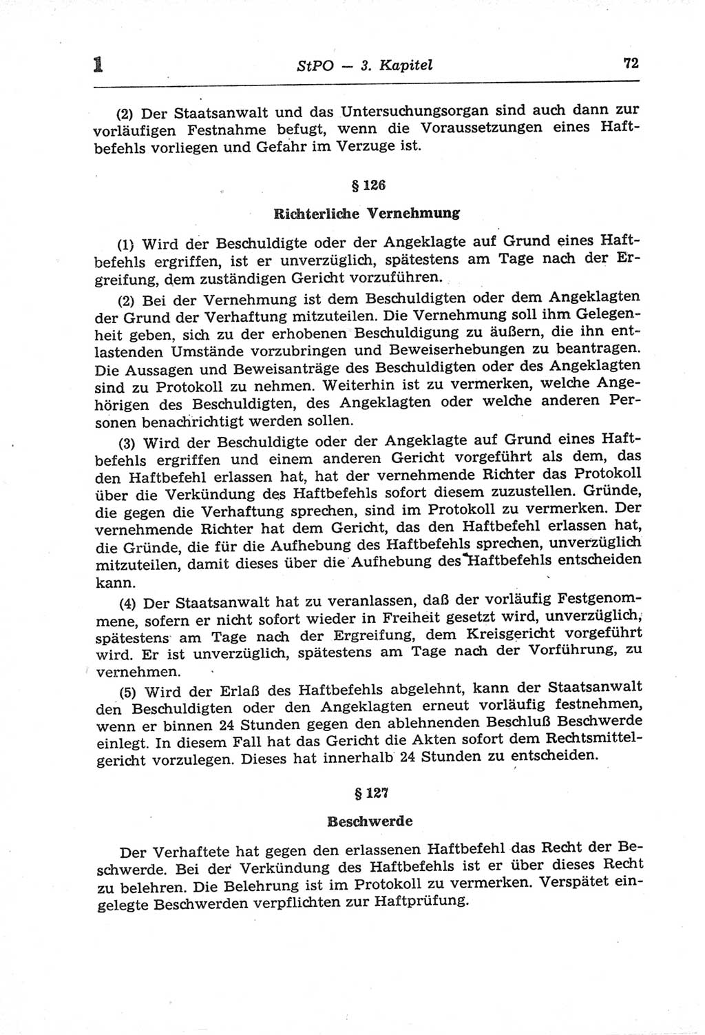 Strafprozeßordnung (StPO) der Deutschen Demokratischen Republik (DDR) und angrenzende Gesetze und Bestimmungen 1968, Seite 72 (StPO Ges. Bstgn. DDR 1968, S. 72)