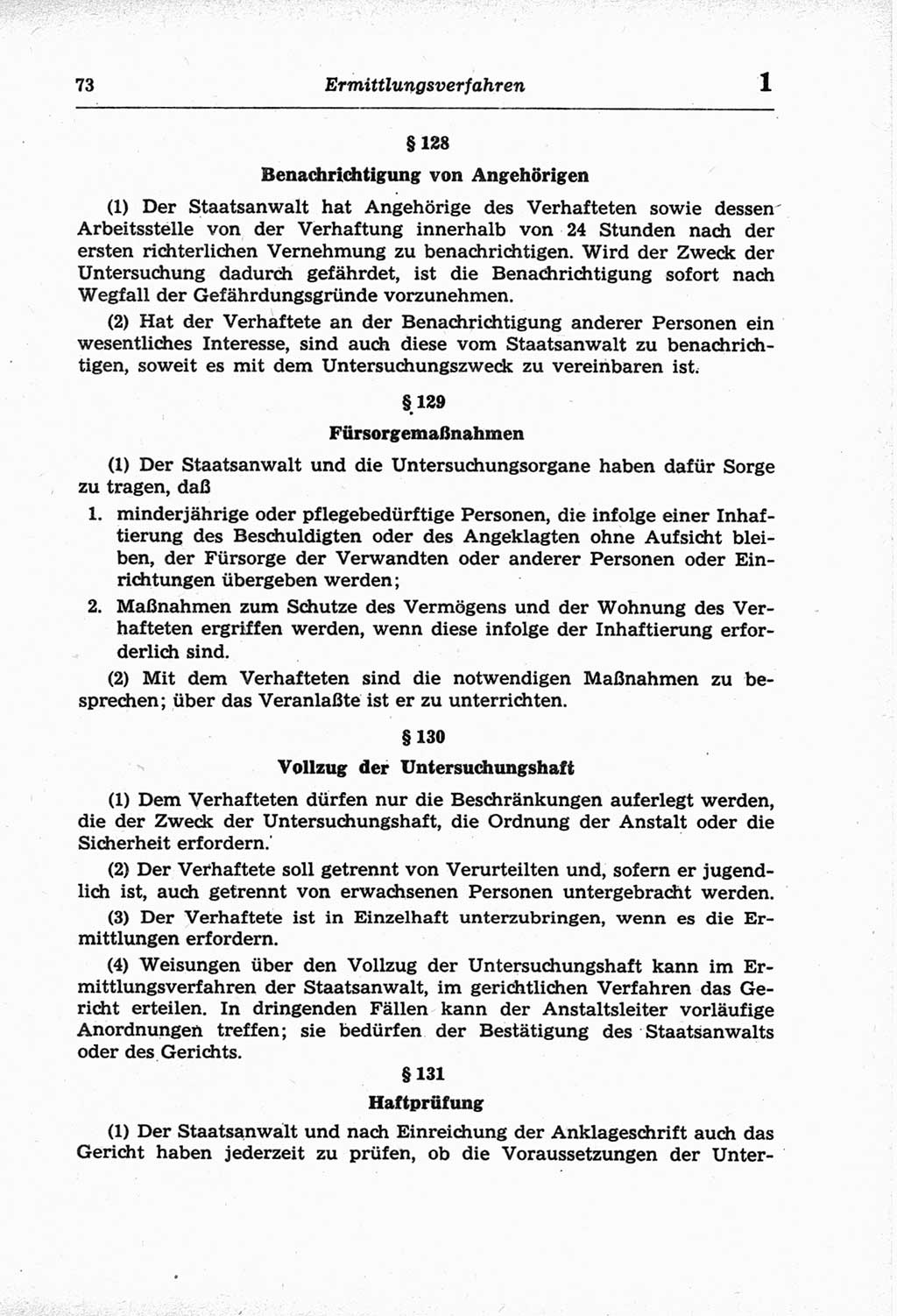 Strafprozeßordnung (StPO) der Deutschen Demokratischen Republik (DDR) und angrenzende Gesetze und Bestimmungen 1968, Seite 73 (StPO Ges. Bstgn. DDR 1968, S. 73)
