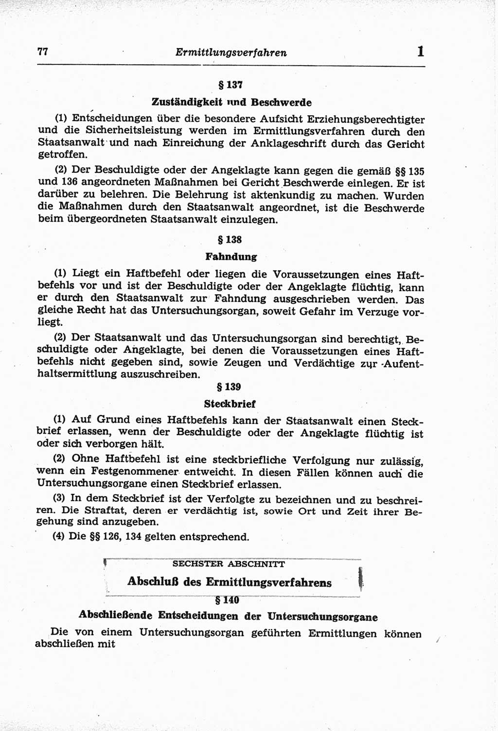 Strafprozeßordnung (StPO) der Deutschen Demokratischen Republik (DDR) und angrenzende Gesetze und Bestimmungen 1968, Seite 77 (StPO Ges. Bstgn. DDR 1968, S. 77)