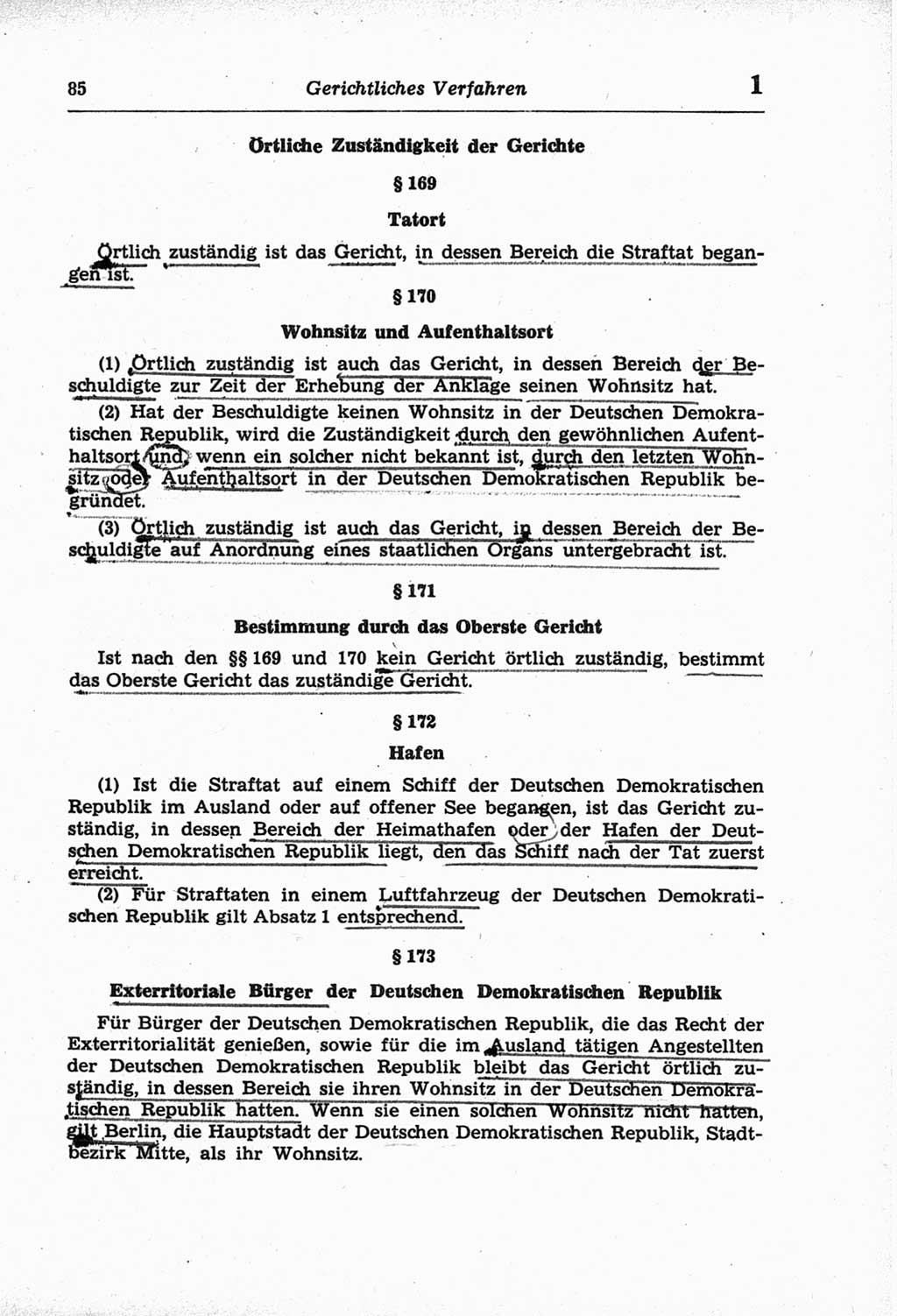 Strafprozeßordnung (StPO) der Deutschen Demokratischen Republik (DDR) und angrenzende Gesetze und Bestimmungen 1968, Seite 85 (StPO Ges. Bstgn. DDR 1968, S. 85)