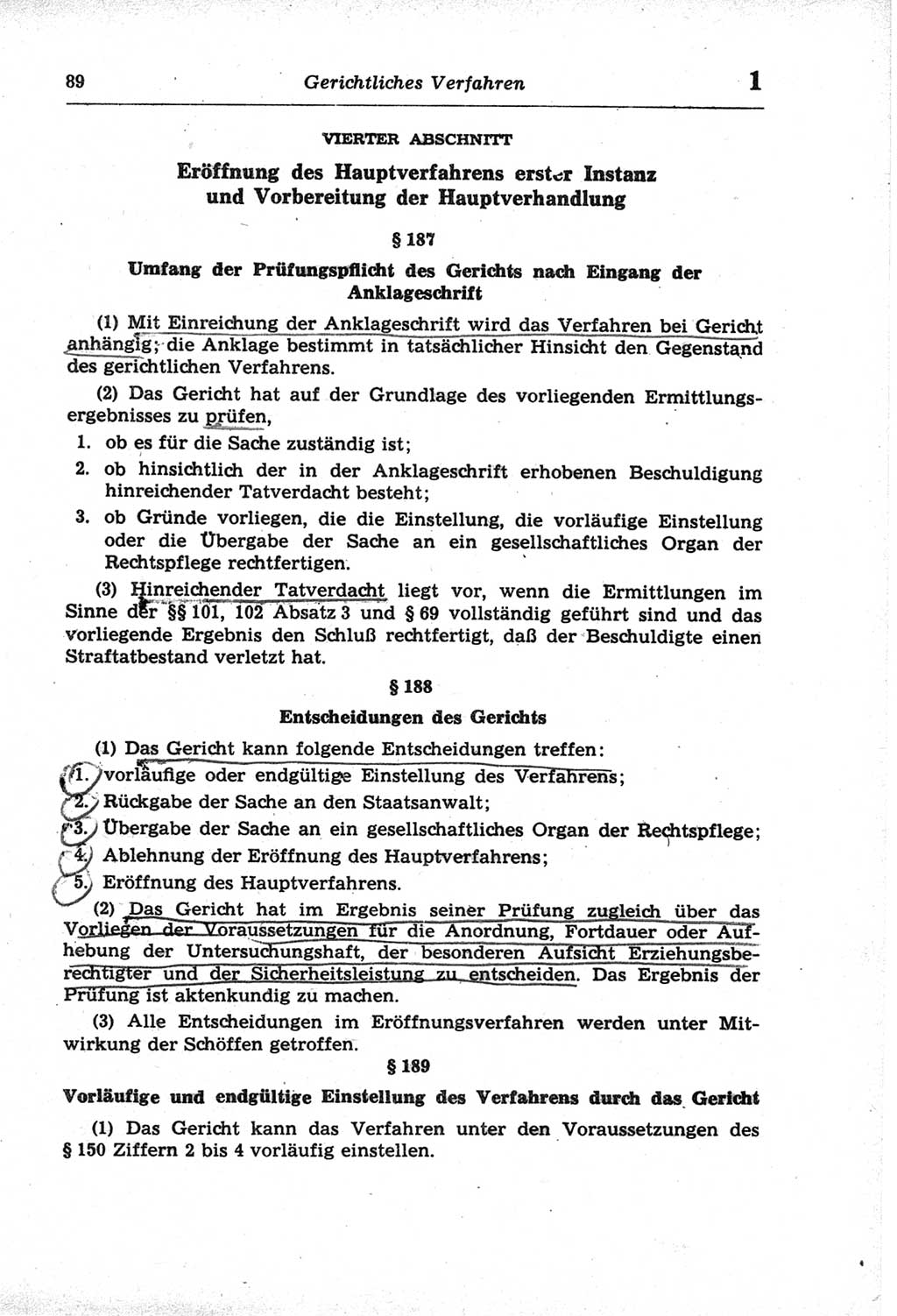 Strafprozeßordnung (StPO) der Deutschen Demokratischen Republik (DDR) und angrenzende Gesetze und Bestimmungen 1968, Seite 89 (StPO Ges. Bstgn. DDR 1968, S. 89)