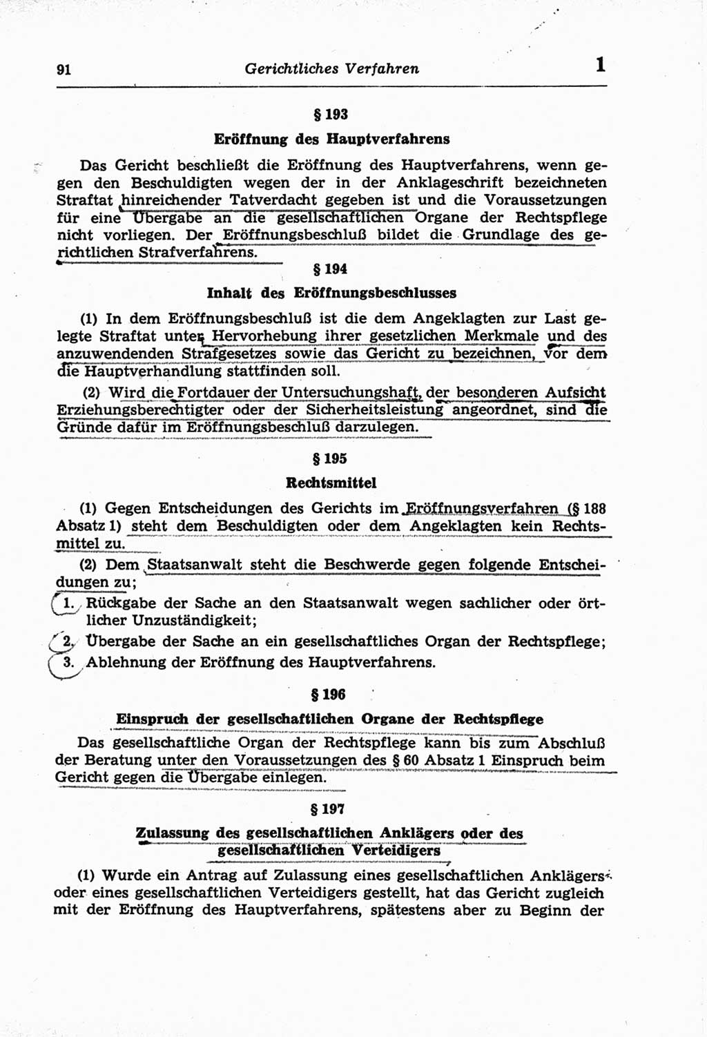 Strafprozeßordnung (StPO) der Deutschen Demokratischen Republik (DDR) und angrenzende Gesetze und Bestimmungen 1968, Seite 91 (StPO Ges. Bstgn. DDR 1968, S. 91)