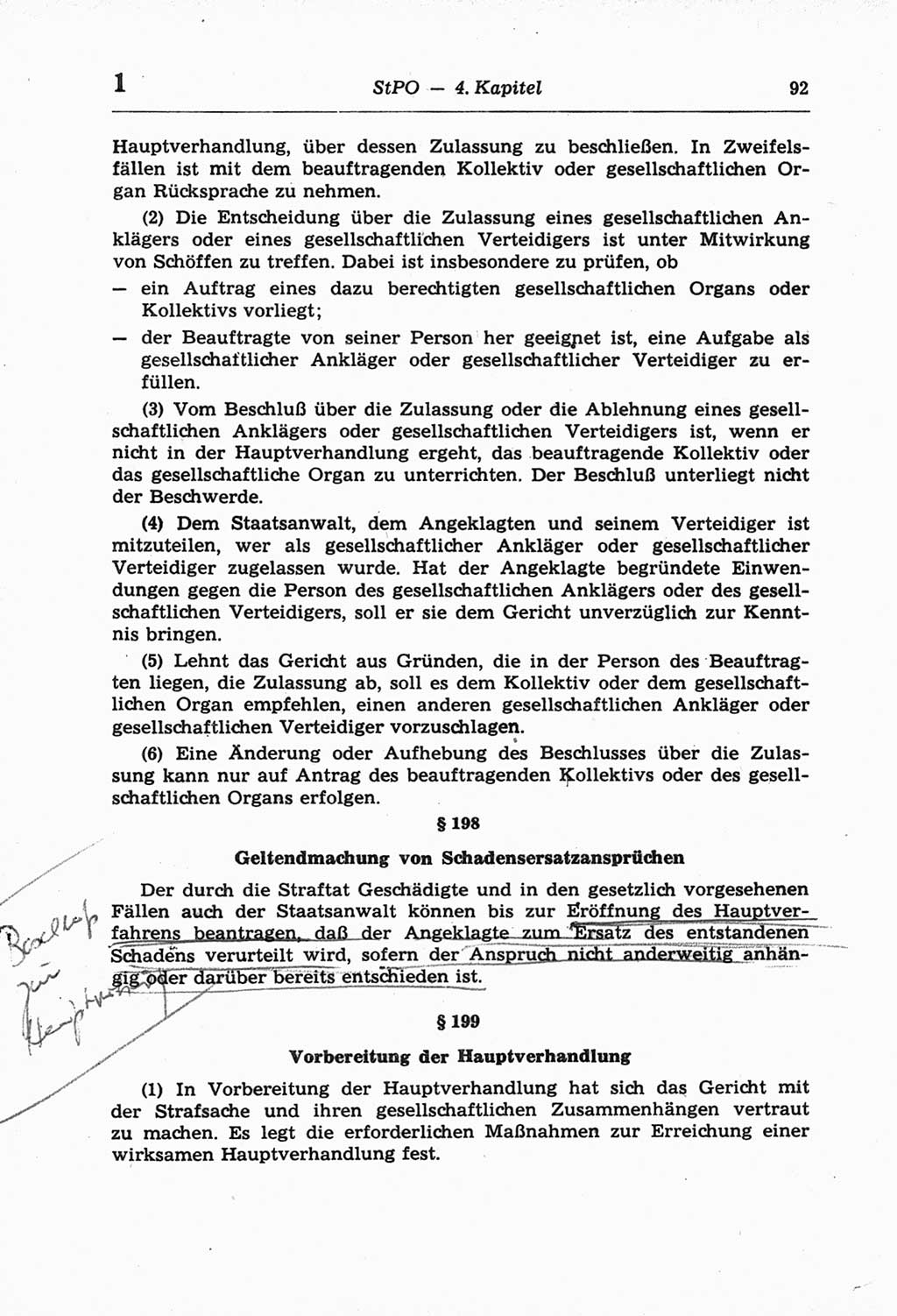 Strafprozeßordnung (StPO) der Deutschen Demokratischen Republik (DDR) und angrenzende Gesetze und Bestimmungen 1968, Seite 92 (StPO Ges. Bstgn. DDR 1968, S. 92)