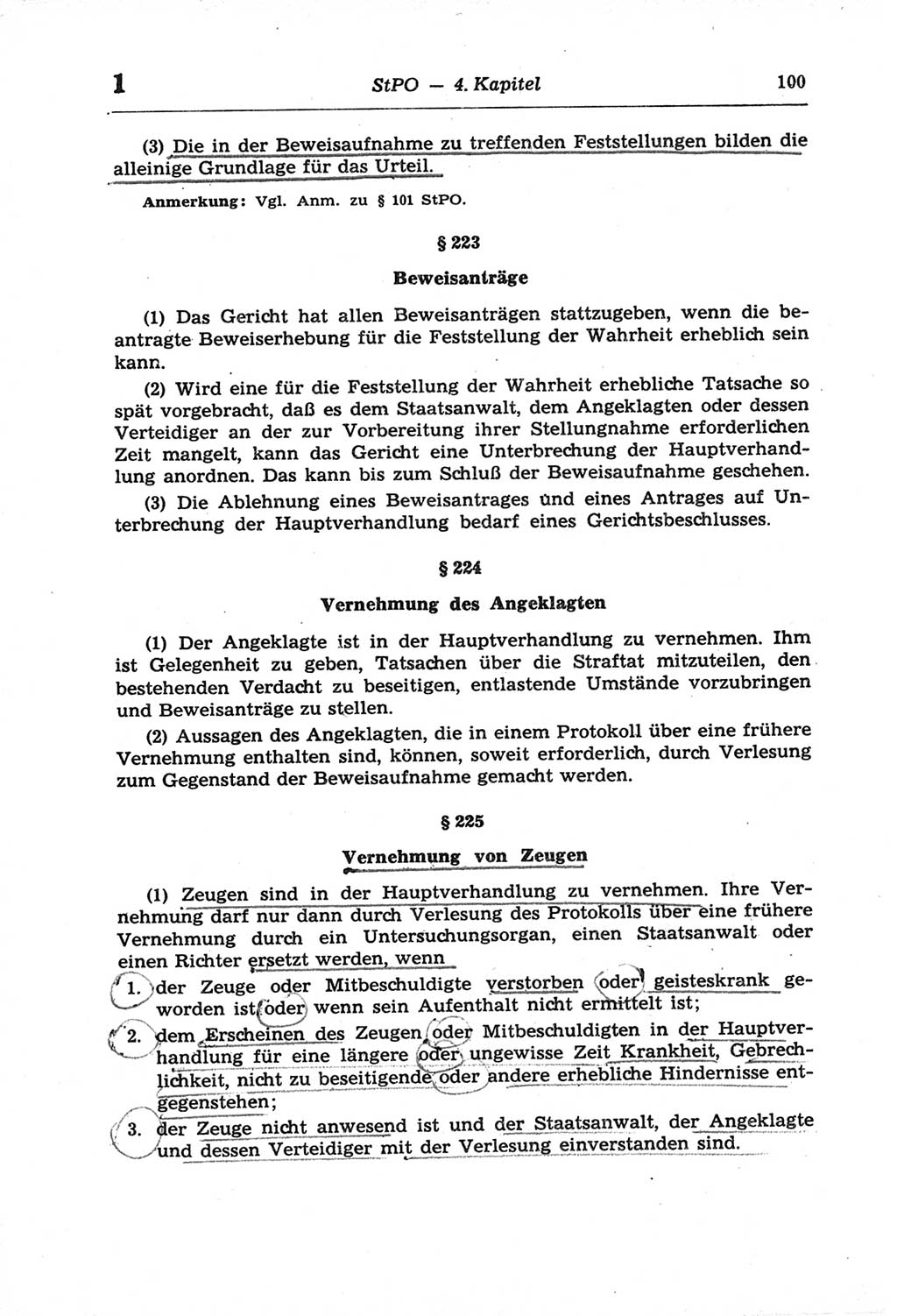 Strafprozeßordnung (StPO) der Deutschen Demokratischen Republik (DDR) und angrenzende Gesetze und Bestimmungen 1968, Seite 100 (StPO Ges. Bstgn. DDR 1968, S. 100)
