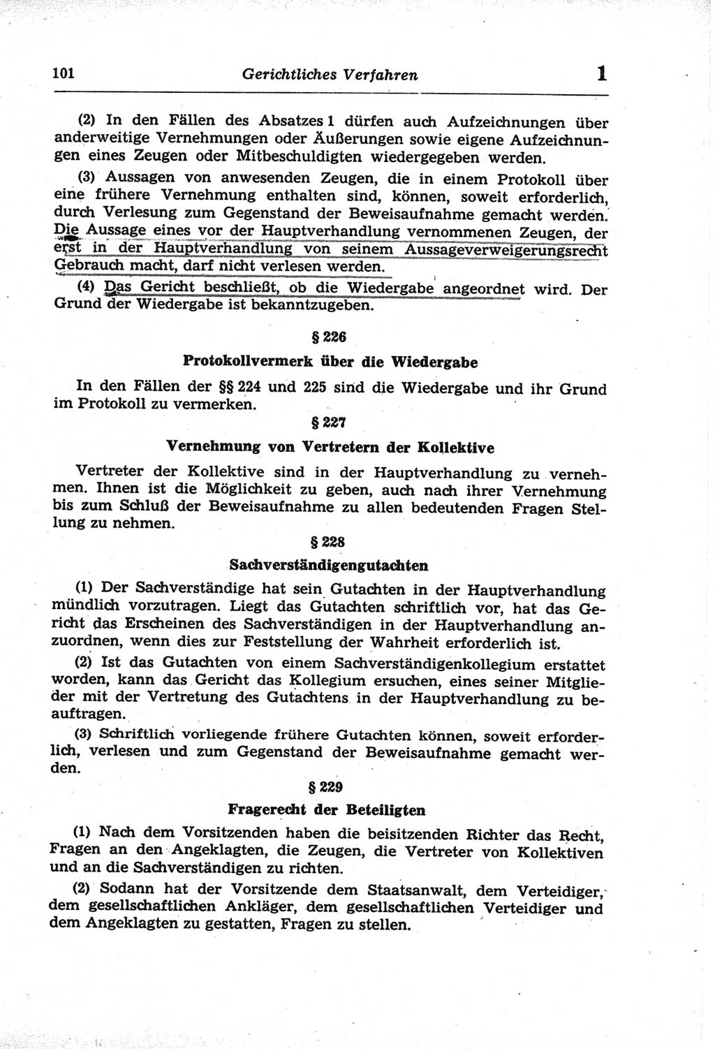 Strafprozeßordnung (StPO) der Deutschen Demokratischen Republik (DDR) und angrenzende Gesetze und Bestimmungen 1968, Seite 101 (StPO Ges. Bstgn. DDR 1968, S. 101)