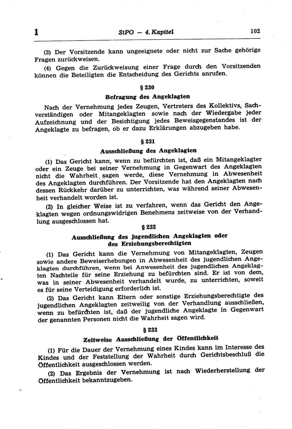 Strafprozeßordnung (StPO) der Deutschen Demokratischen Republik (DDR) und angrenzende Gesetze und Bestimmungen 1968, Seite 102 (StPO Ges. Bstgn. DDR 1968, S. 102)