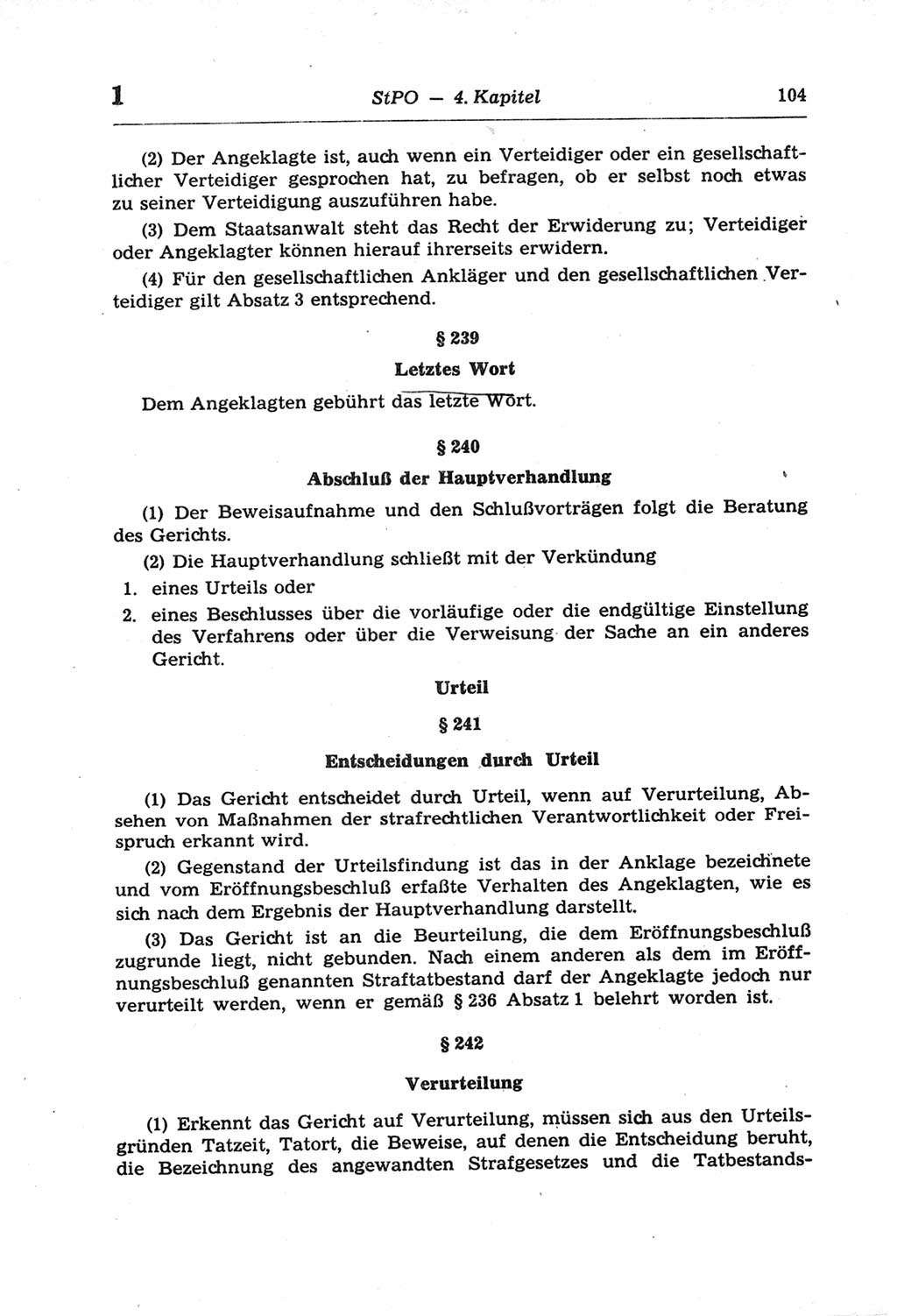 Strafprozeßordnung (StPO) der Deutschen Demokratischen Republik (DDR) und angrenzende Gesetze und Bestimmungen 1968, Seite 104 (StPO Ges. Bstgn. DDR 1968, S. 104)