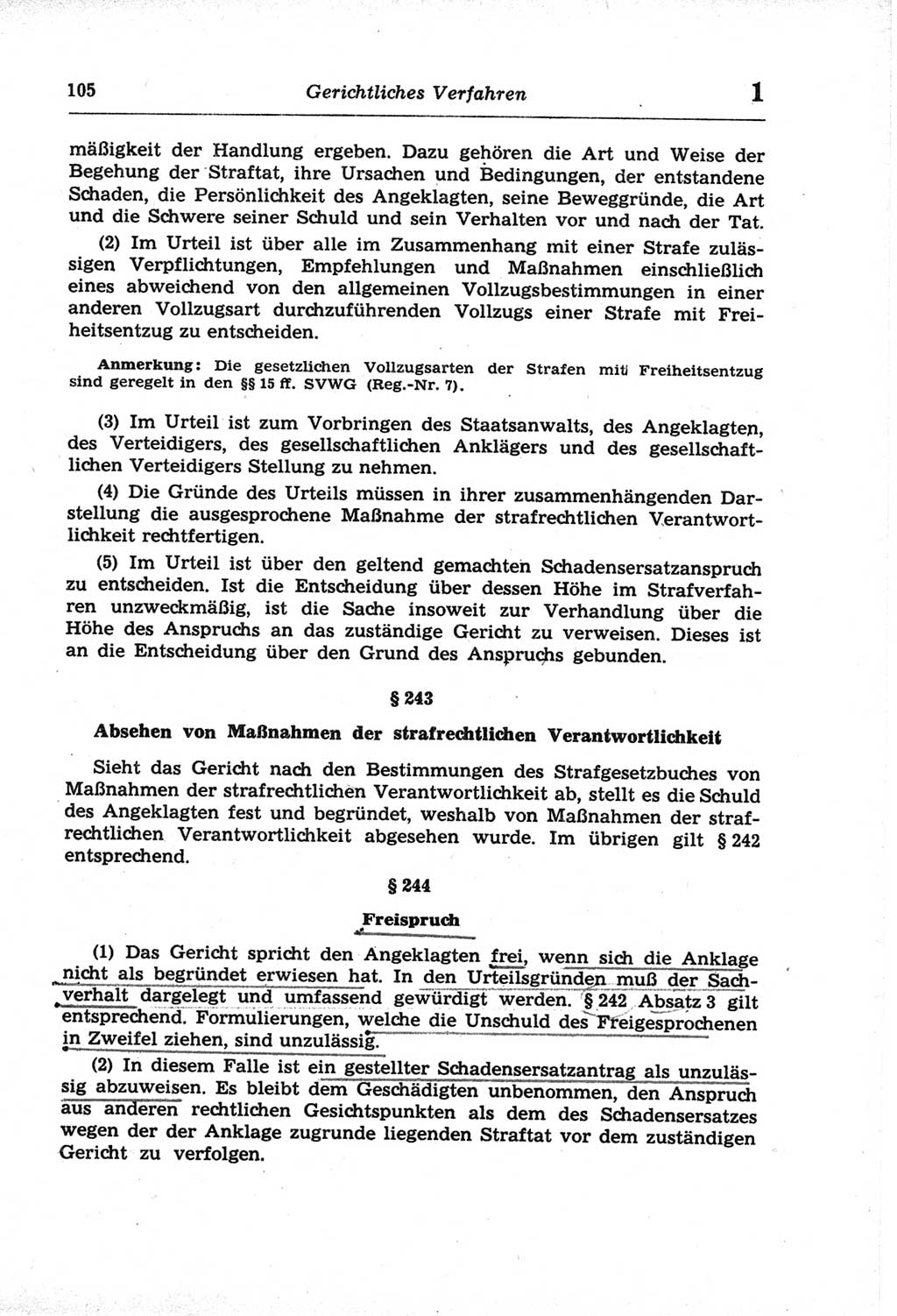 Strafprozeßordnung (StPO) der Deutschen Demokratischen Republik (DDR) und angrenzende Gesetze und Bestimmungen 1968, Seite 105 (StPO Ges. Bstgn. DDR 1968, S. 105)