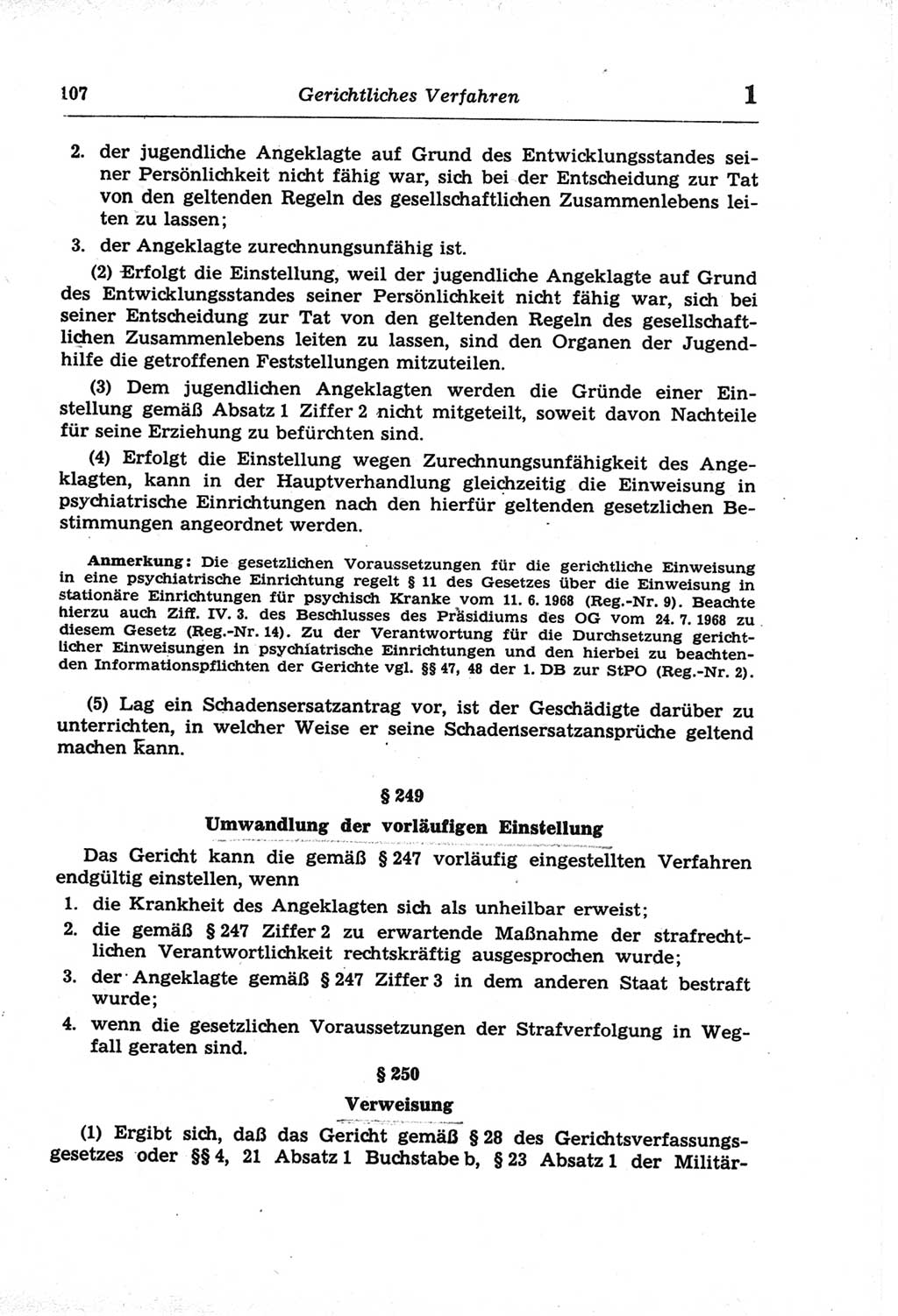 Strafprozeßordnung (StPO) der Deutschen Demokratischen Republik (DDR) und angrenzende Gesetze und Bestimmungen 1968, Seite 107 (StPO Ges. Bstgn. DDR 1968, S. 107)