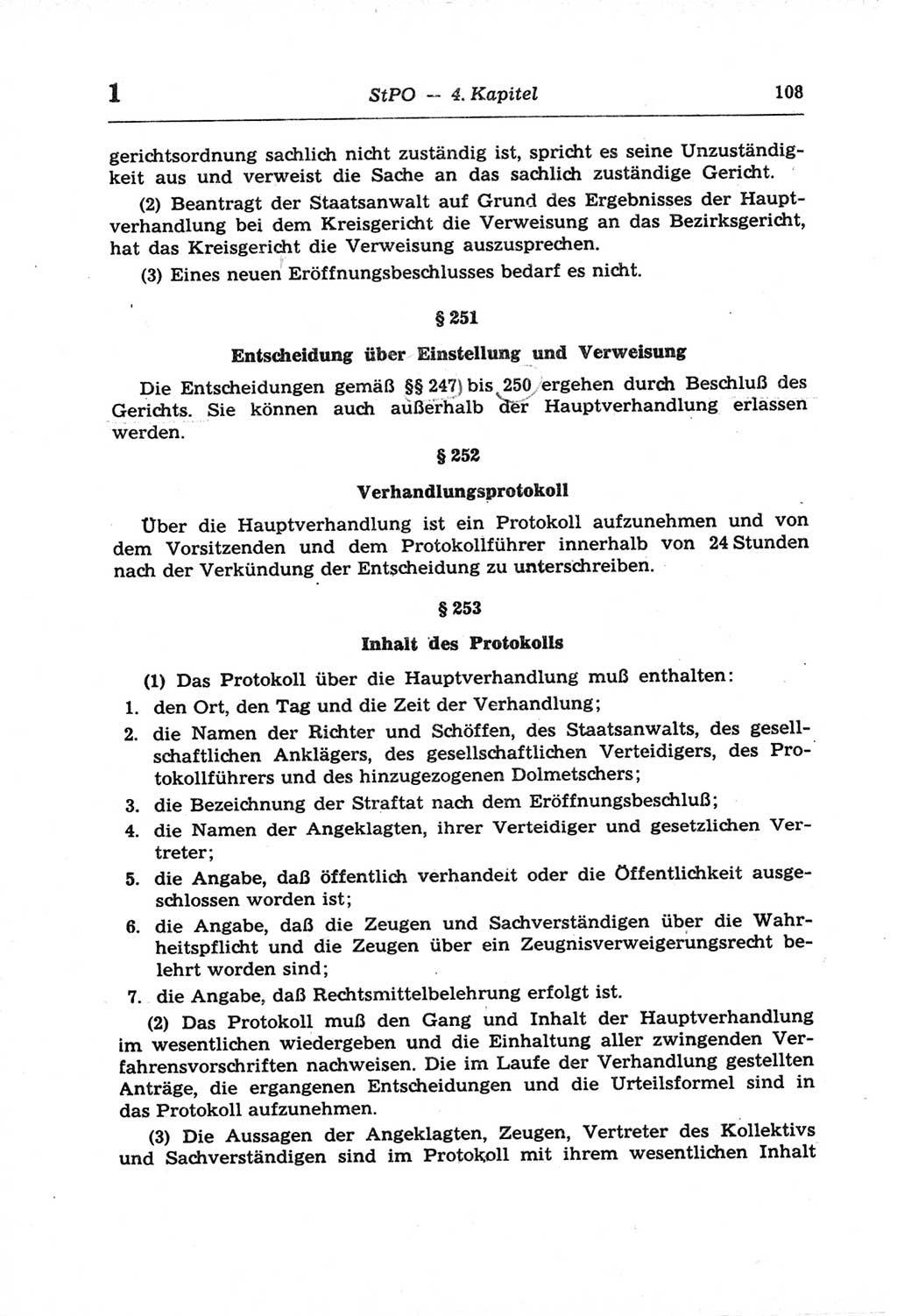 Strafprozeßordnung (StPO) der Deutschen Demokratischen Republik (DDR) und angrenzende Gesetze und Bestimmungen 1968, Seite 108 (StPO Ges. Bstgn. DDR 1968, S. 108)