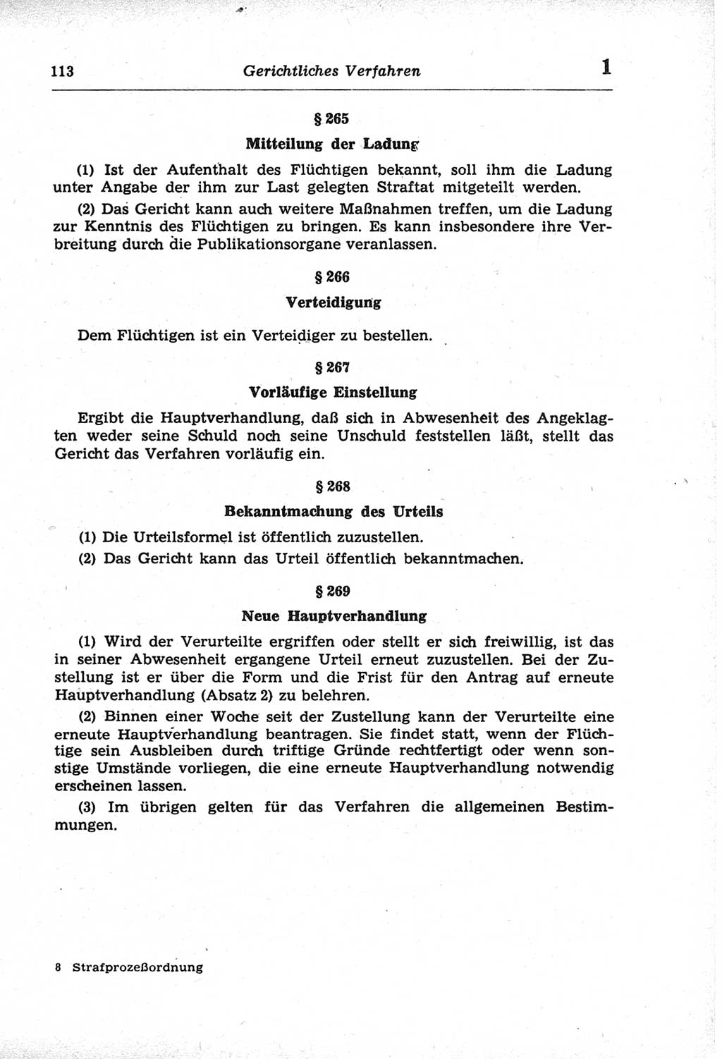 Strafprozeßordnung (StPO) der Deutschen Demokratischen Republik (DDR) und angrenzende Gesetze und Bestimmungen 1968, Seite 113 (StPO Ges. Bstgn. DDR 1968, S. 113)