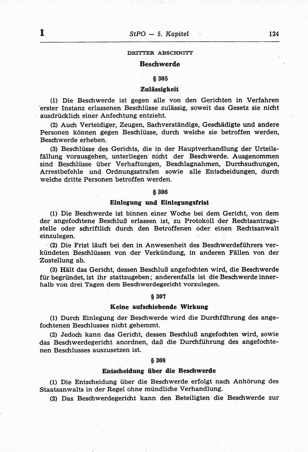 Strafprozeßordnung (StPO) der Deutschen Demokratischen Republik (DDR) und angrenzende Gesetze und Bestimmungen 1968, Seite 124 (StPO Ges. Bstgn. DDR 1968, S. 124)