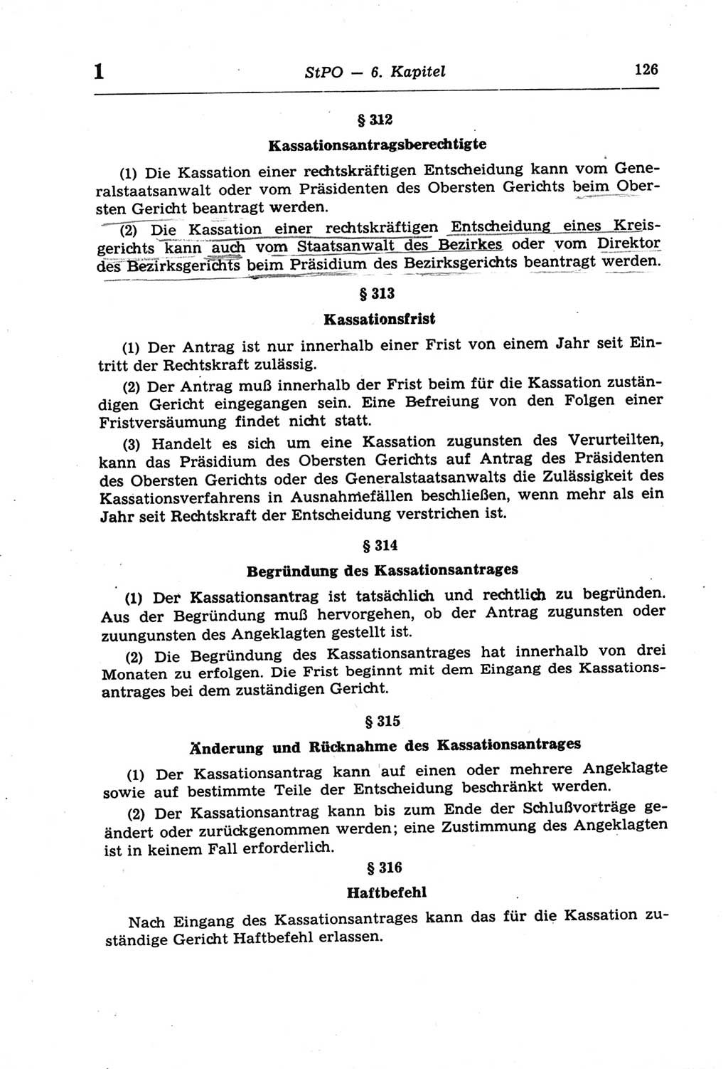 Strafprozeßordnung (StPO) der Deutschen Demokratischen Republik (DDR) und angrenzende Gesetze und Bestimmungen 1968, Seite 126 (StPO Ges. Bstgn. DDR 1968, S. 126)