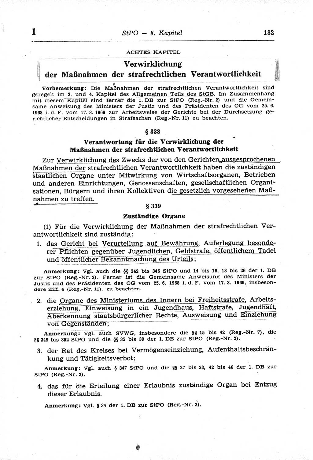 Strafprozeßordnung (StPO) der Deutschen Demokratischen Republik (DDR) und angrenzende Gesetze und Bestimmungen 1968, Seite 132 (StPO Ges. Bstgn. DDR 1968, S. 132)