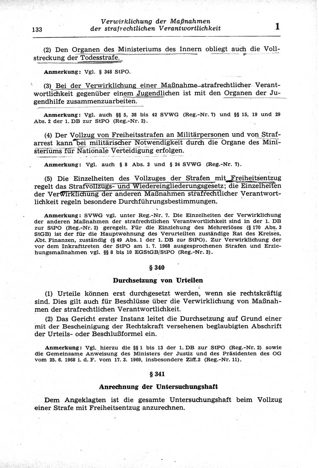 Strafprozeßordnung (StPO) der Deutschen Demokratischen Republik (DDR) und angrenzende Gesetze und Bestimmungen 1968, Seite 133 (StPO Ges. Bstgn. DDR 1968, S. 133)