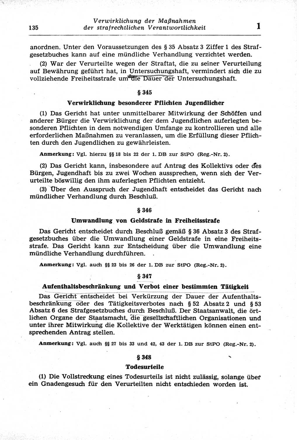 Strafprozeßordnung (StPO) der Deutschen Demokratischen Republik (DDR) und angrenzende Gesetze und Bestimmungen 1968, Seite 135 (StPO Ges. Bstgn. DDR 1968, S. 135)