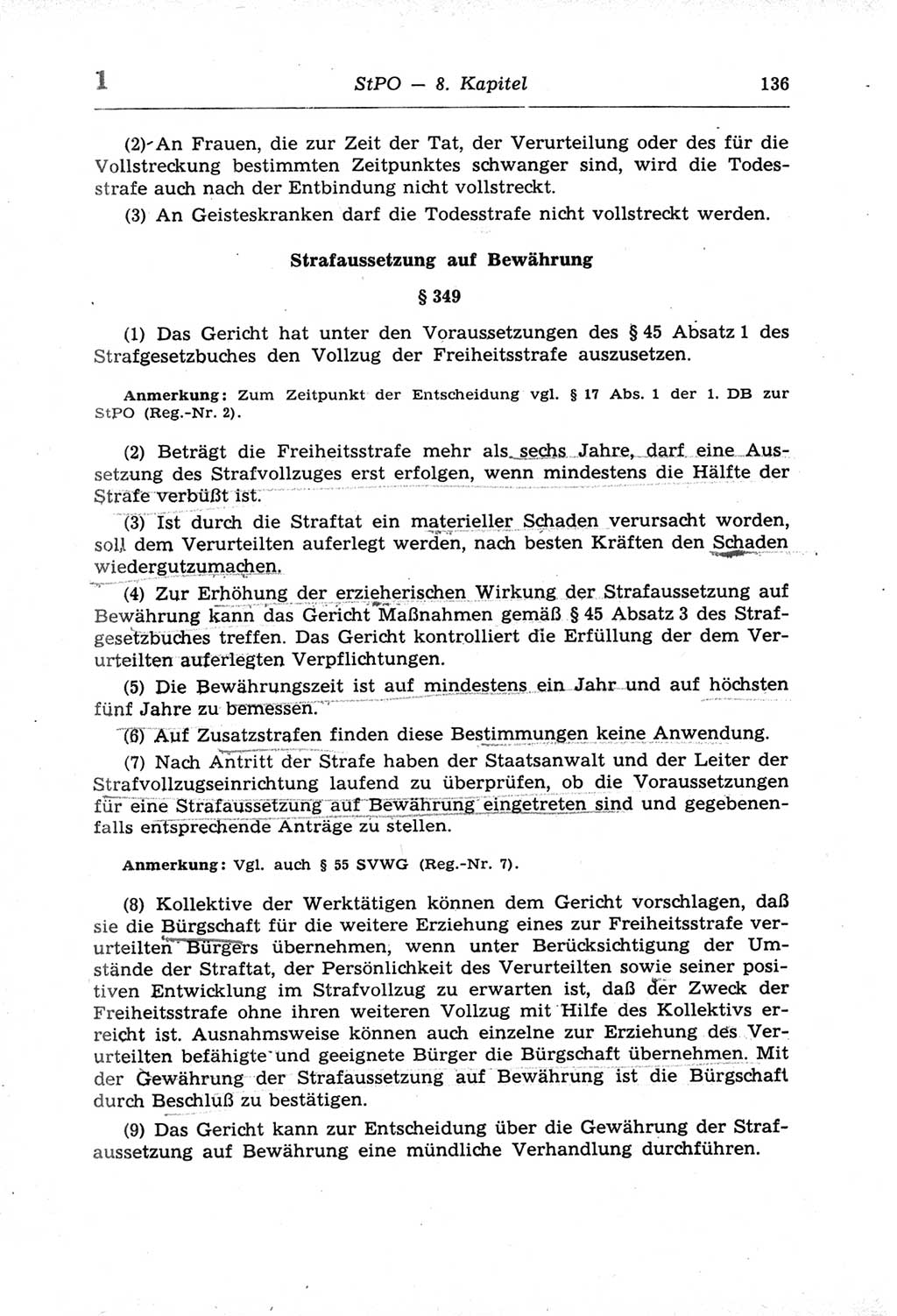 Strafprozeßordnung (StPO) der Deutschen Demokratischen Republik (DDR) und angrenzende Gesetze und Bestimmungen 1968, Seite 136 (StPO Ges. Bstgn. DDR 1968, S. 136)