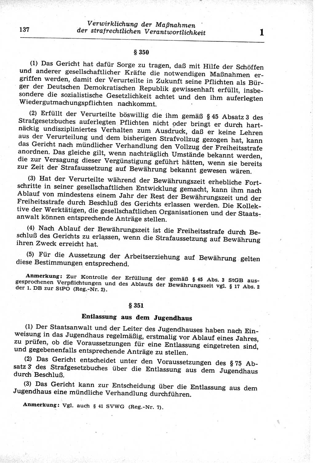 Strafprozeßordnung (StPO) der Deutschen Demokratischen Republik (DDR) und angrenzende Gesetze und Bestimmungen 1968, Seite 137 (StPO Ges. Bstgn. DDR 1968, S. 137)