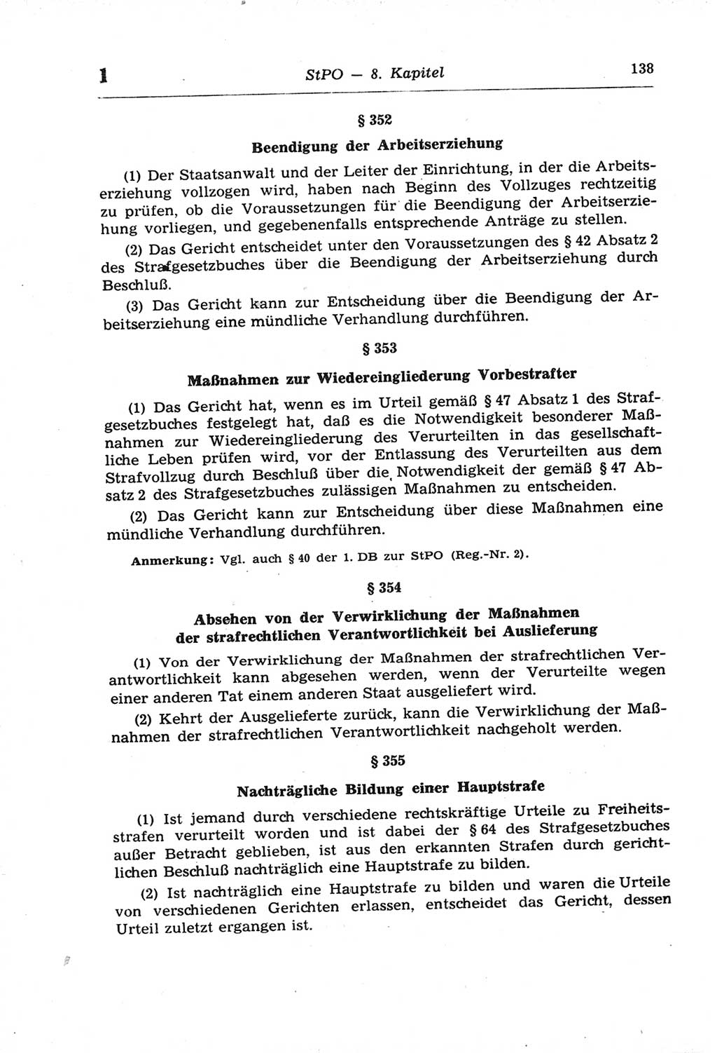 Strafprozeßordnung (StPO) der Deutschen Demokratischen Republik (DDR) und angrenzende Gesetze und Bestimmungen 1968, Seite 138 (StPO Ges. Bstgn. DDR 1968, S. 138)