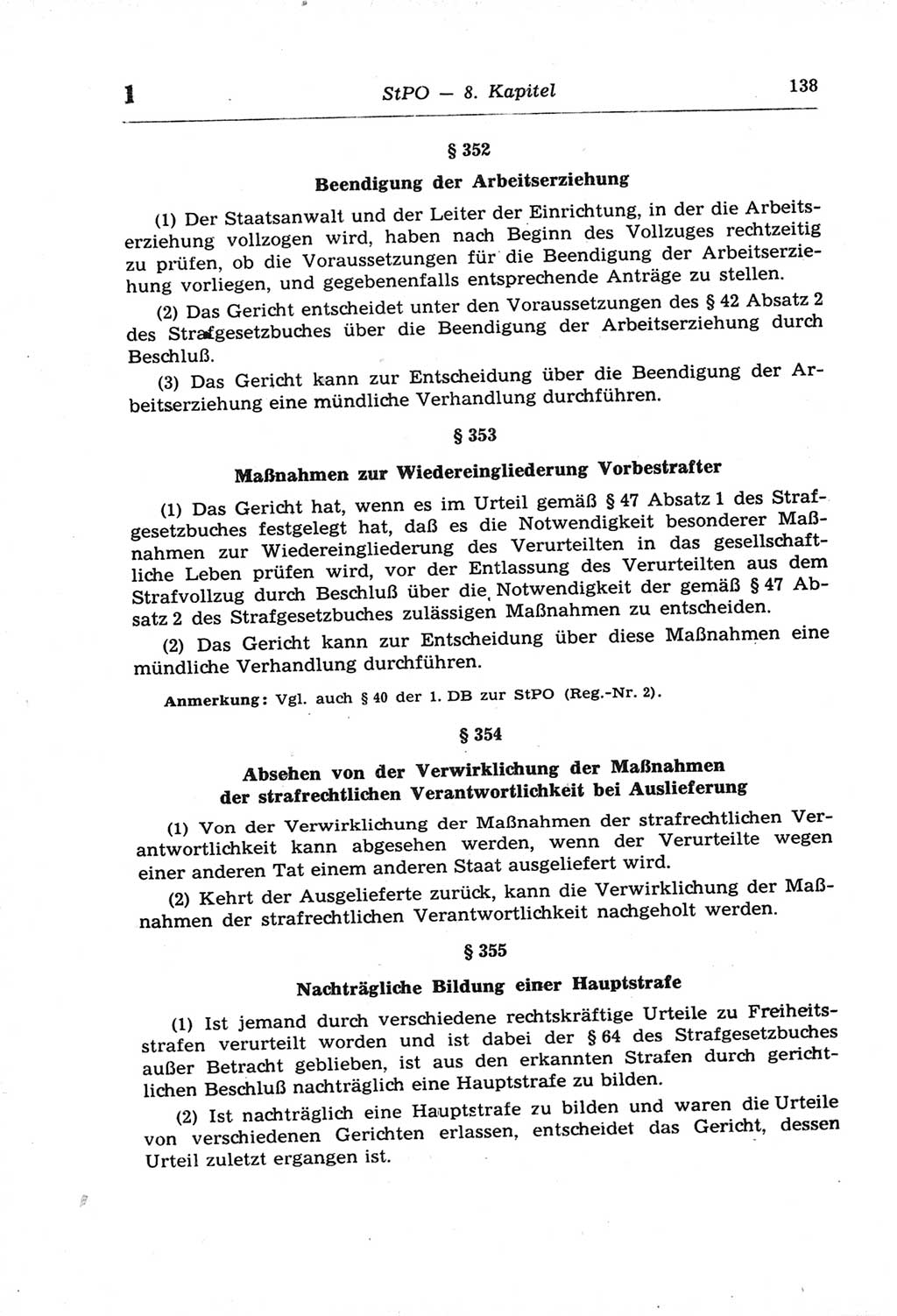 Strafprozeßordnung (StPO) der Deutschen Demokratischen Republik (DDR) und angrenzende Gesetze und Bestimmungen 1968, Seite 138 (StPO Ges. Bstgn. DDR 1968, S. 138)