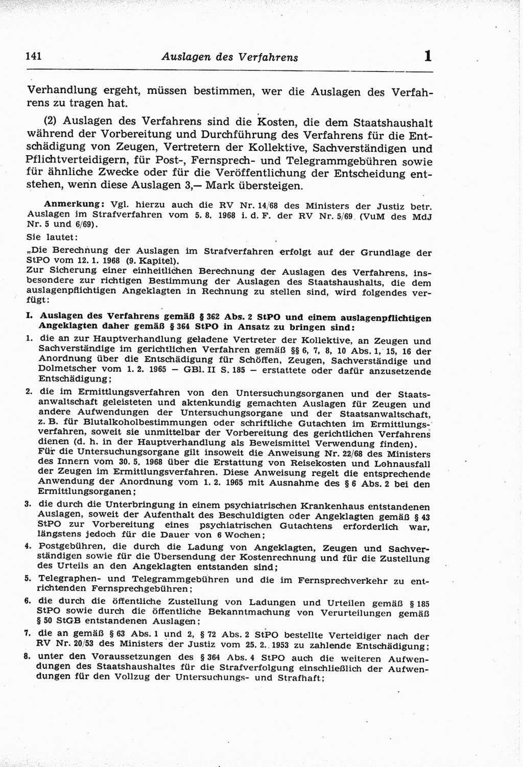 Strafprozeßordnung (StPO) der Deutschen Demokratischen Republik (DDR) und angrenzende Gesetze und Bestimmungen 1968, Seite 141 (StPO Ges. Bstgn. DDR 1968, S. 141)