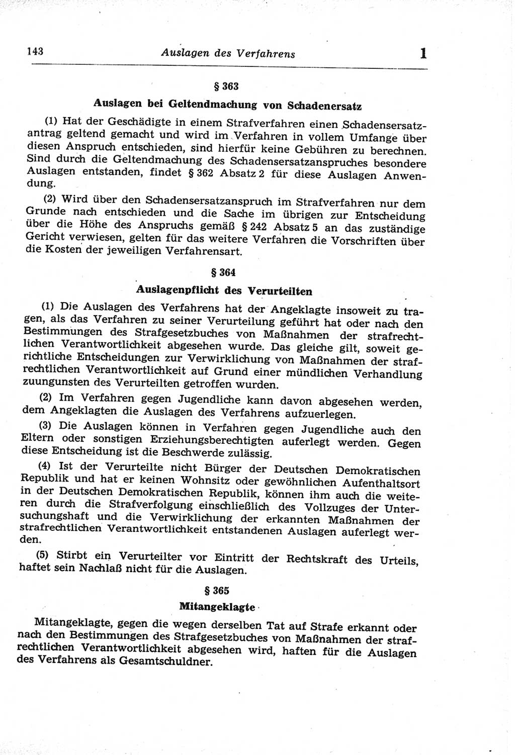 Strafprozeßordnung (StPO) der Deutschen Demokratischen Republik (DDR) und angrenzende Gesetze und Bestimmungen 1968, Seite 143 (StPO Ges. Bstgn. DDR 1968, S. 143)