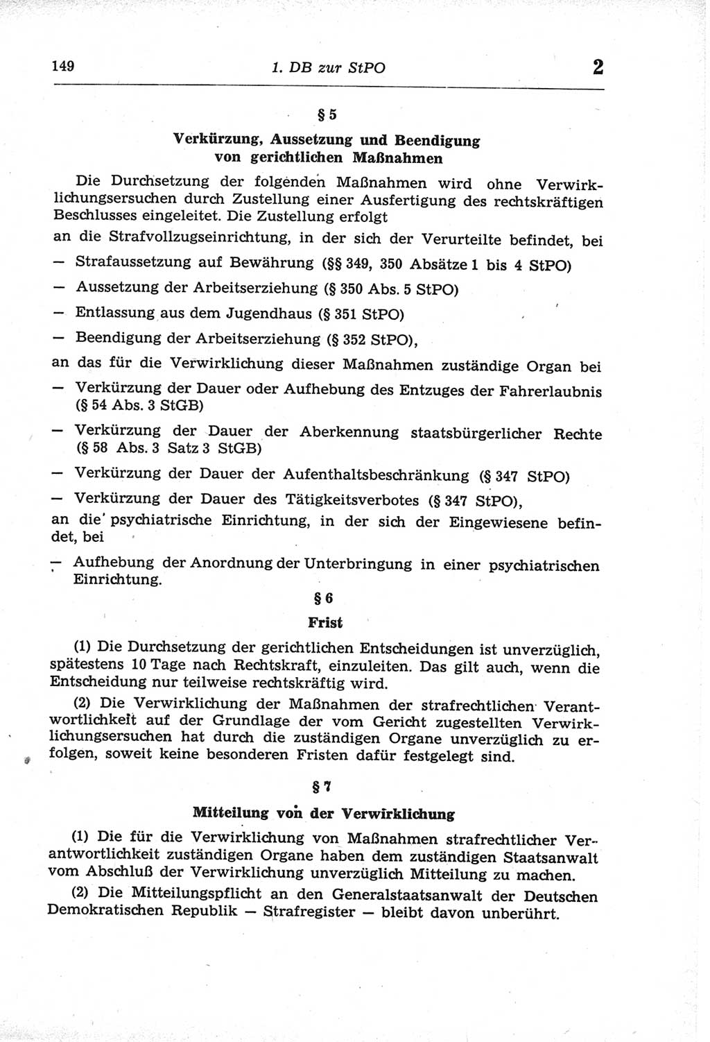Strafprozeßordnung (StPO) der Deutschen Demokratischen Republik (DDR) und angrenzende Gesetze und Bestimmungen 1968, Seite 149 (StPO Ges. Bstgn. DDR 1968, S. 149)