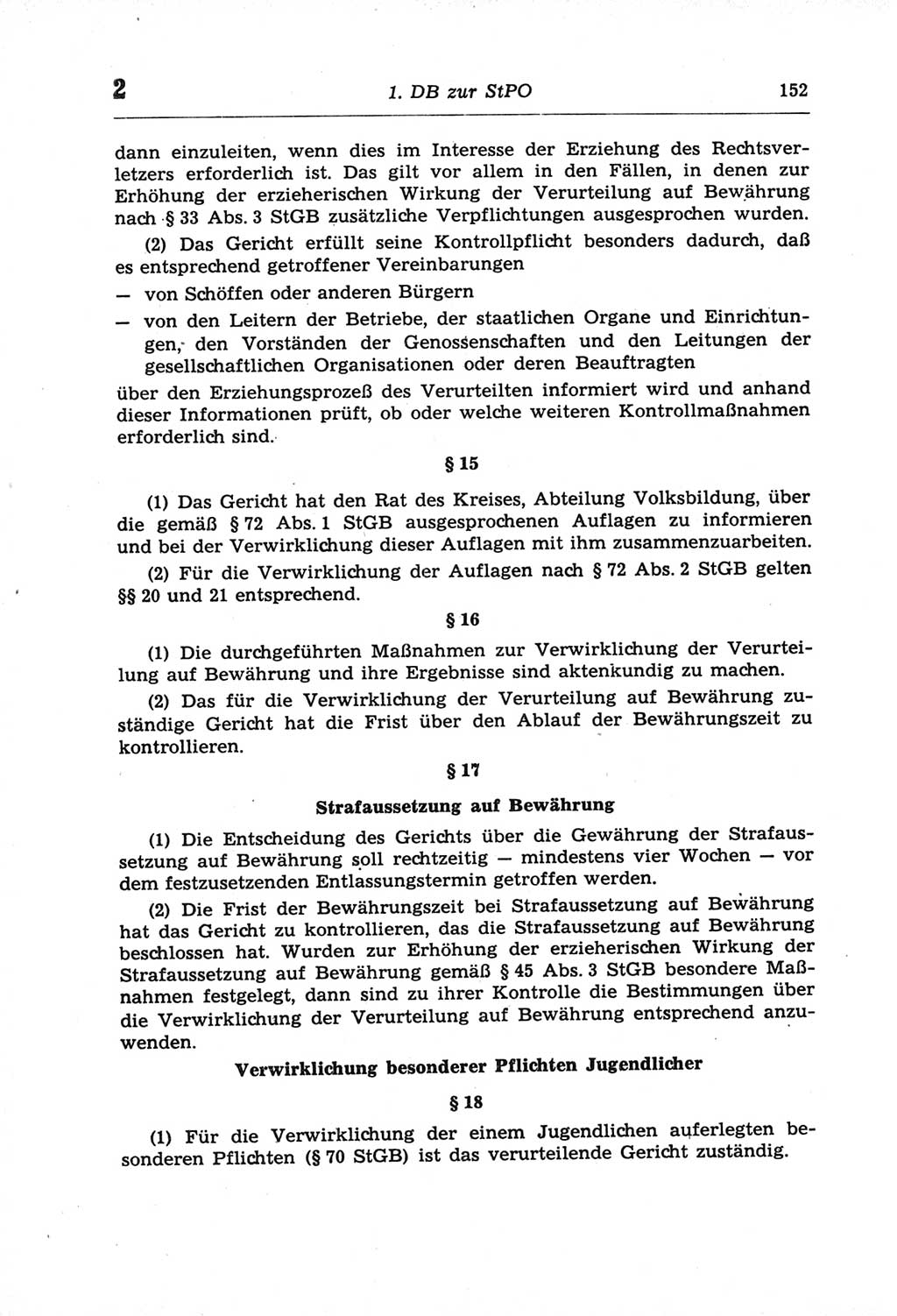 Strafprozeßordnung (StPO) der Deutschen Demokratischen Republik (DDR) und angrenzende Gesetze und Bestimmungen 1968, Seite 152 (StPO Ges. Bstgn. DDR 1968, S. 152)
