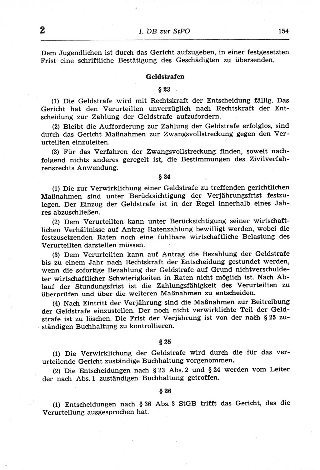 Strafprozeßordnung (StPO) der Deutschen Demokratischen Republik (DDR) und angrenzende Gesetze und Bestimmungen 1968, Seite 154 (StPO Ges. Bstgn. DDR 1968, S. 154)