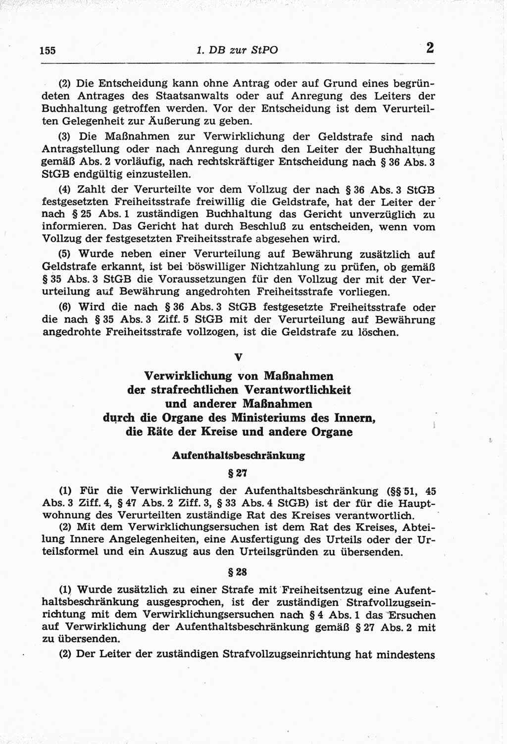 Strafprozeßordnung (StPO) der Deutschen Demokratischen Republik (DDR) und angrenzende Gesetze und Bestimmungen 1968, Seite 155 (StPO Ges. Bstgn. DDR 1968, S. 155)