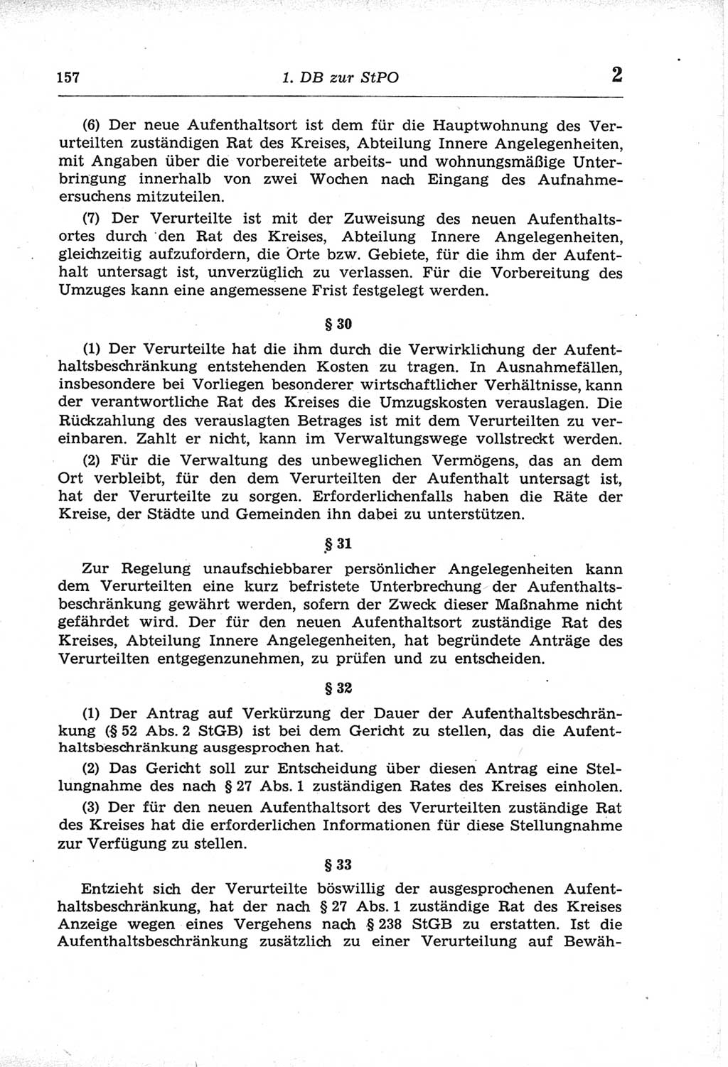 Strafprozeßordnung (StPO) der Deutschen Demokratischen Republik (DDR) und angrenzende Gesetze und Bestimmungen 1968, Seite 157 (StPO Ges. Bstgn. DDR 1968, S. 157)