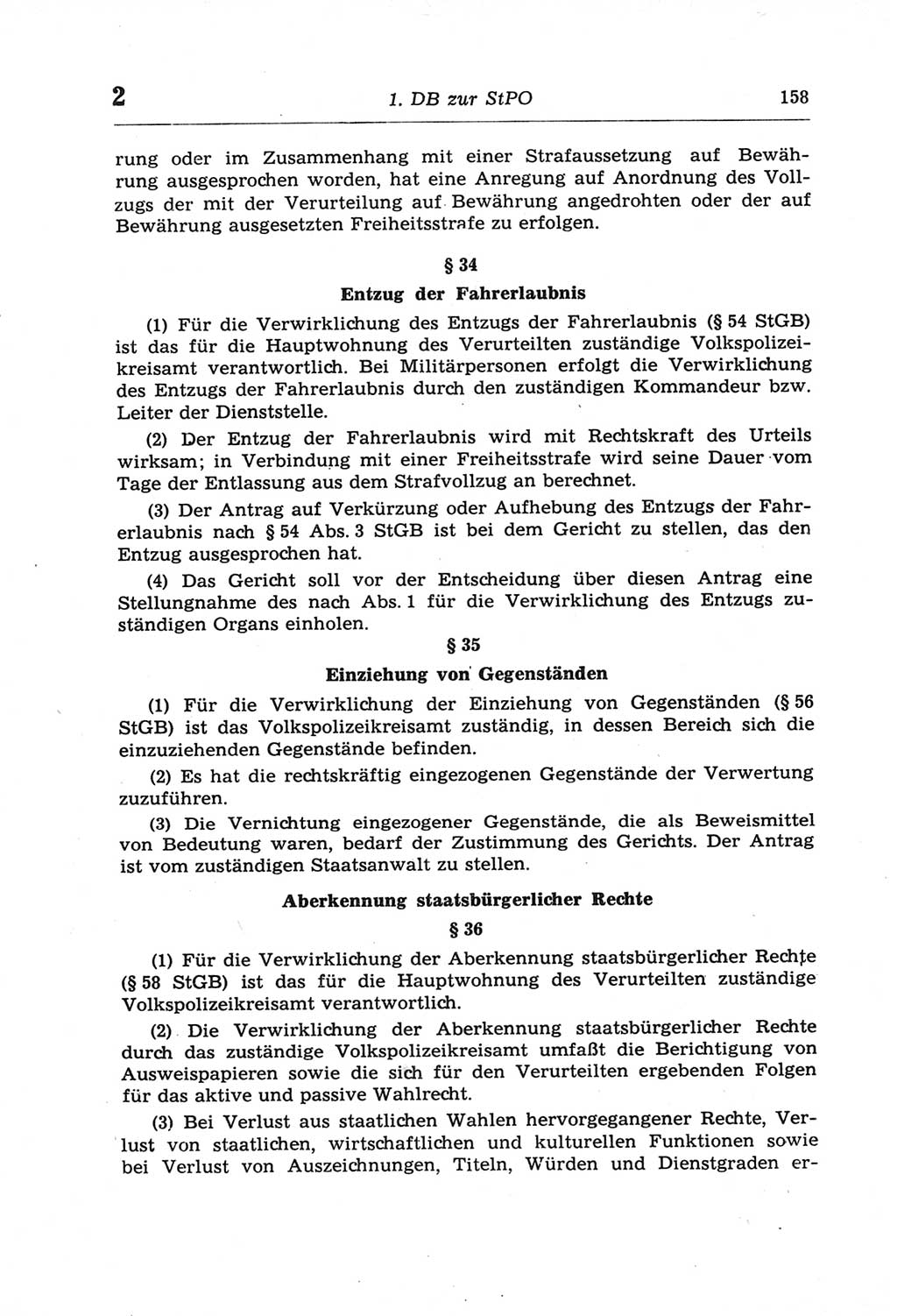 Strafprozeßordnung (StPO) der Deutschen Demokratischen Republik (DDR) und angrenzende Gesetze und Bestimmungen 1968, Seite 158 (StPO Ges. Bstgn. DDR 1968, S. 158)