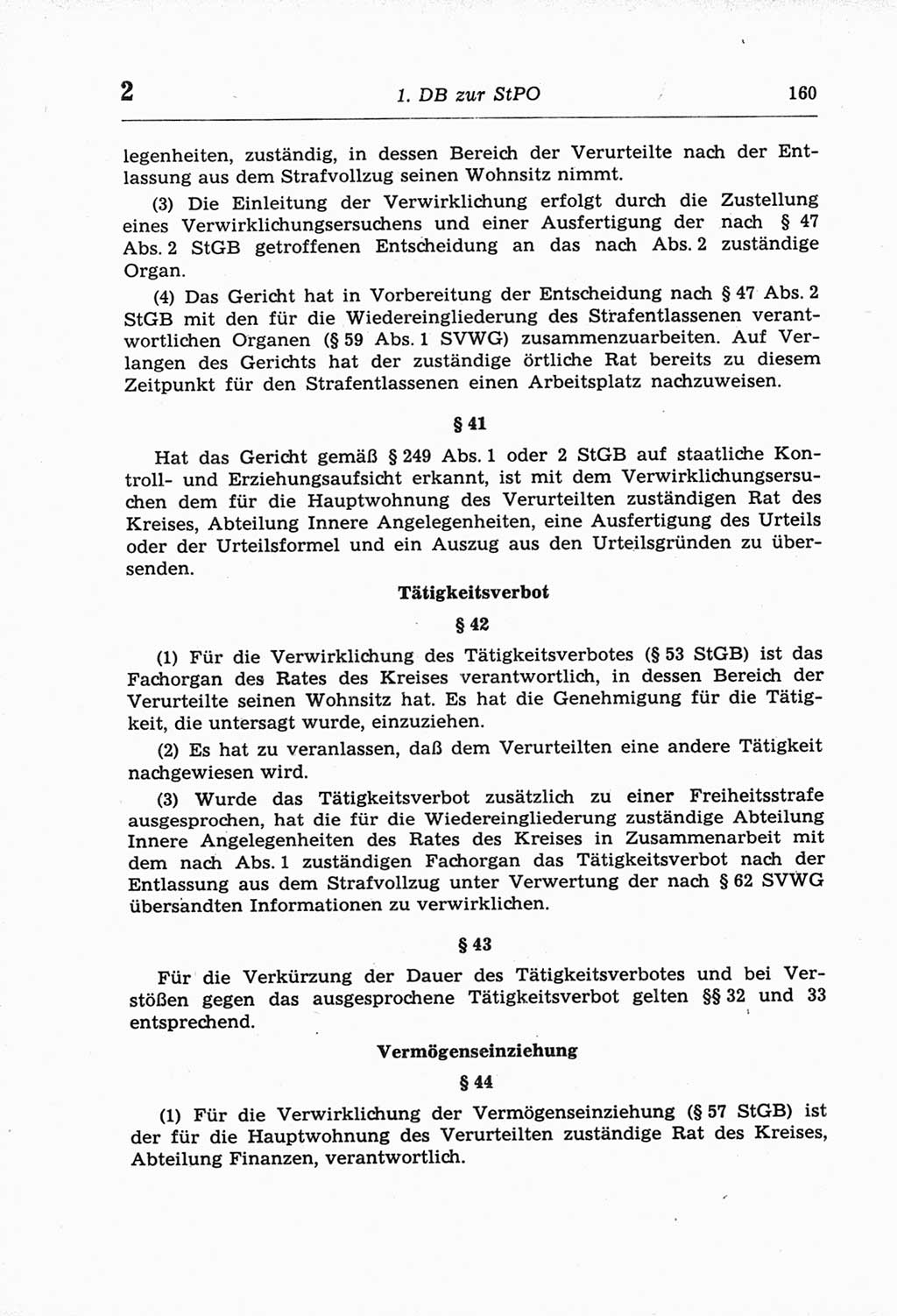 Strafprozeßordnung (StPO) der Deutschen Demokratischen Republik (DDR) und angrenzende Gesetze und Bestimmungen 1968, Seite 160 (StPO Ges. Bstgn. DDR 1968, S. 160)