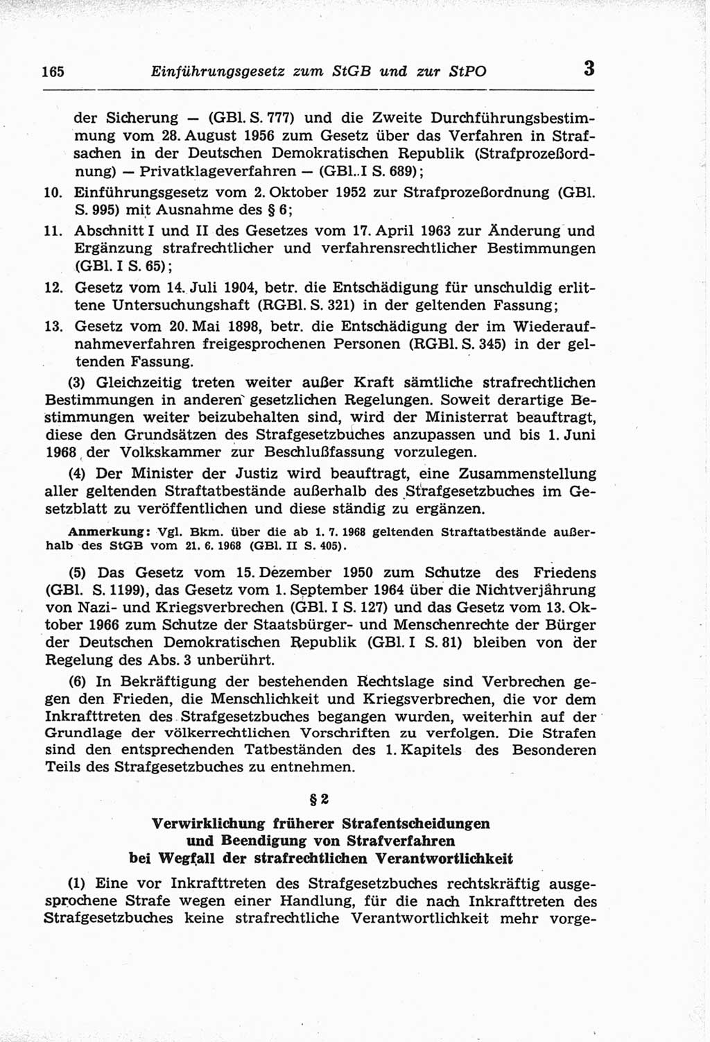 Strafprozeßordnung (StPO) der Deutschen Demokratischen Republik (DDR) und angrenzende Gesetze und Bestimmungen 1968, Seite 165 (StPO Ges. Bstgn. DDR 1968, S. 165)