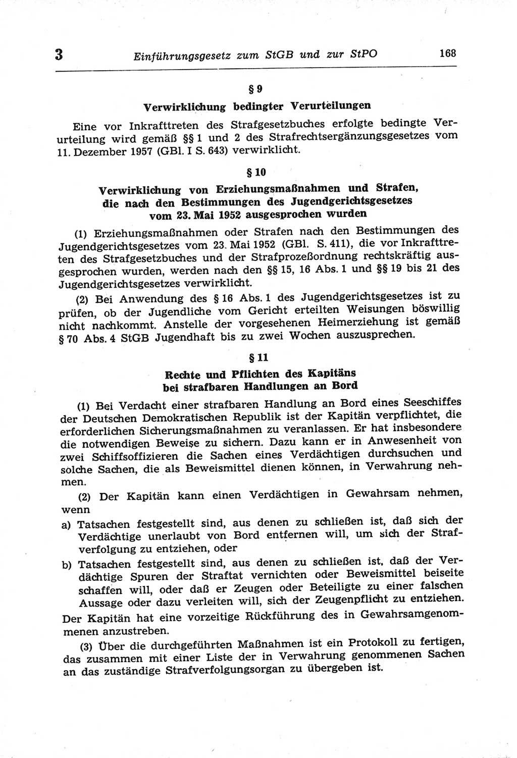 Strafprozeßordnung (StPO) der Deutschen Demokratischen Republik (DDR) und angrenzende Gesetze und Bestimmungen 1968, Seite 168 (StPO Ges. Bstgn. DDR 1968, S. 168)