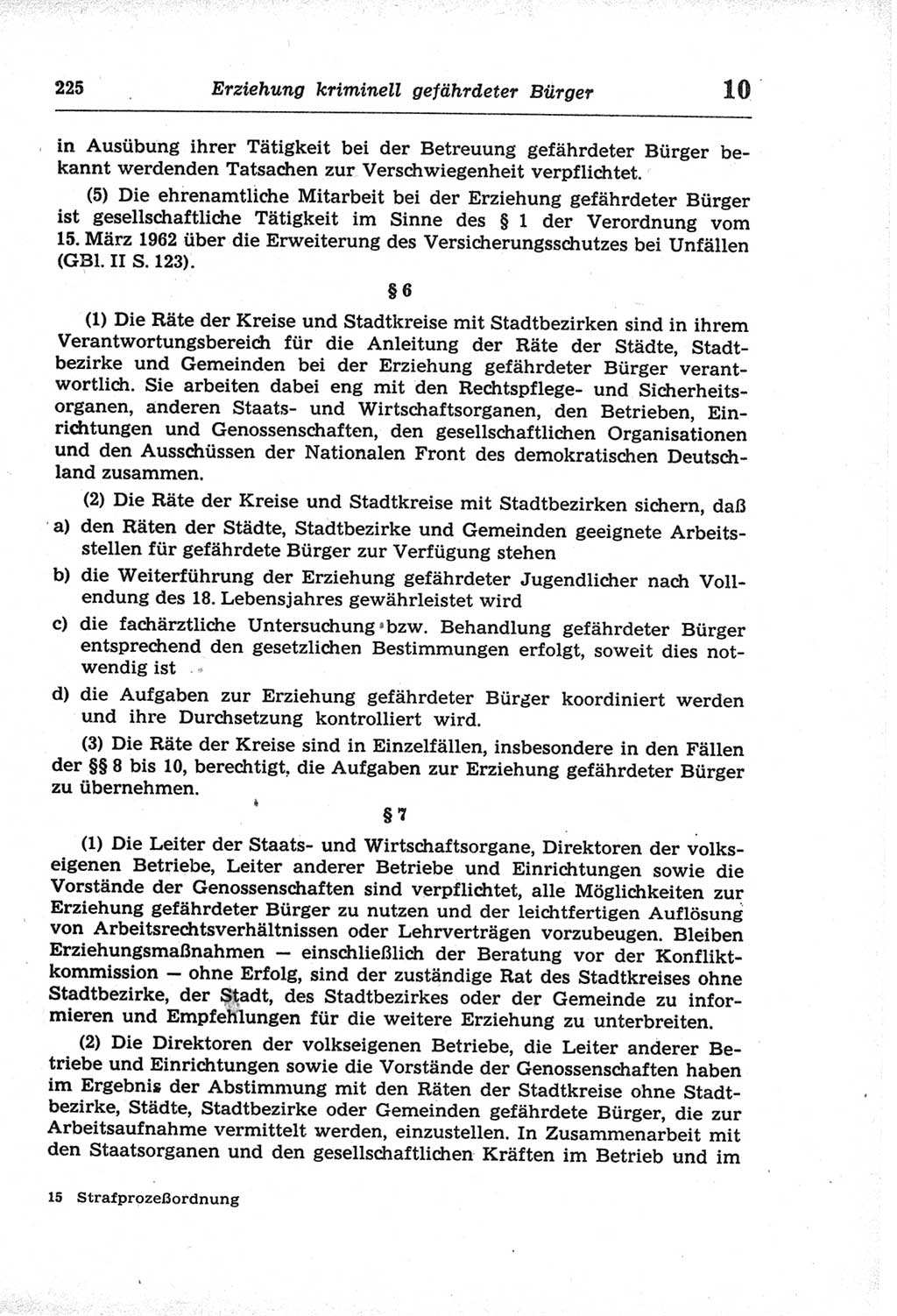 Strafprozeßordnung (StPO) der Deutschen Demokratischen Republik (DDR) und angrenzende Gesetze und Bestimmungen 1968, Seite 225 (StPO Ges. Bstgn. DDR 1968, S. 225)