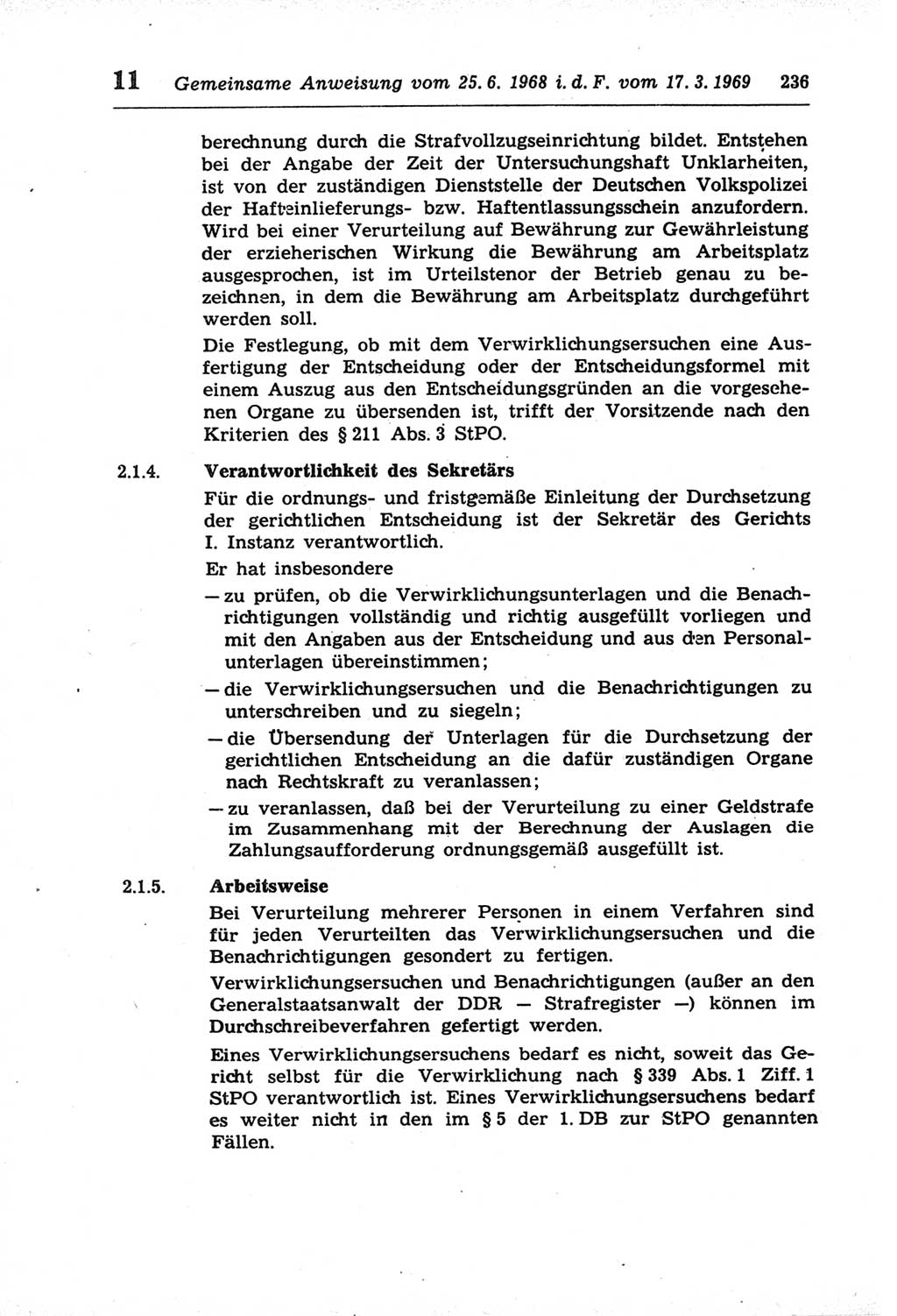 Strafprozeßordnung (StPO) der Deutschen Demokratischen Republik (DDR) und angrenzende Gesetze und Bestimmungen 1968, Seite 236 (StPO Ges. Bstgn. DDR 1968, S. 236)